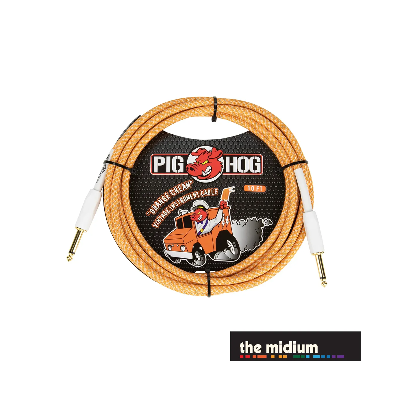 Pig Hog Vintage Series 1/4" TS Instrument Cable — Orange Creme — (Multiple Lengths)