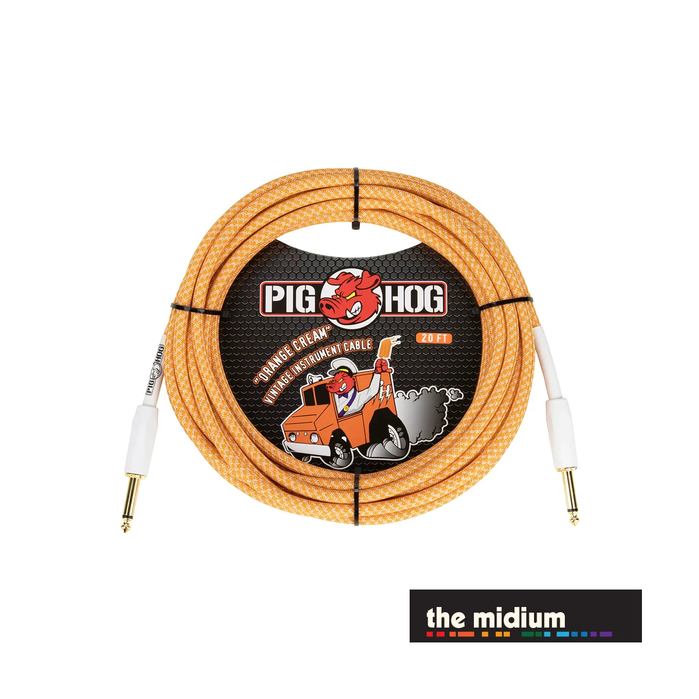 Pig Hog Vintage Series 1/4" TS Instrument Cable — Orange Creme — (Multiple Lengths)