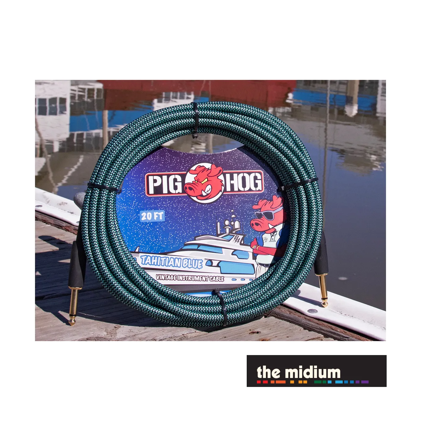 Pig Hog Vintage Series 1/4" TS Instrument Cable — Tahitian Blue — (Multiple Lengths)