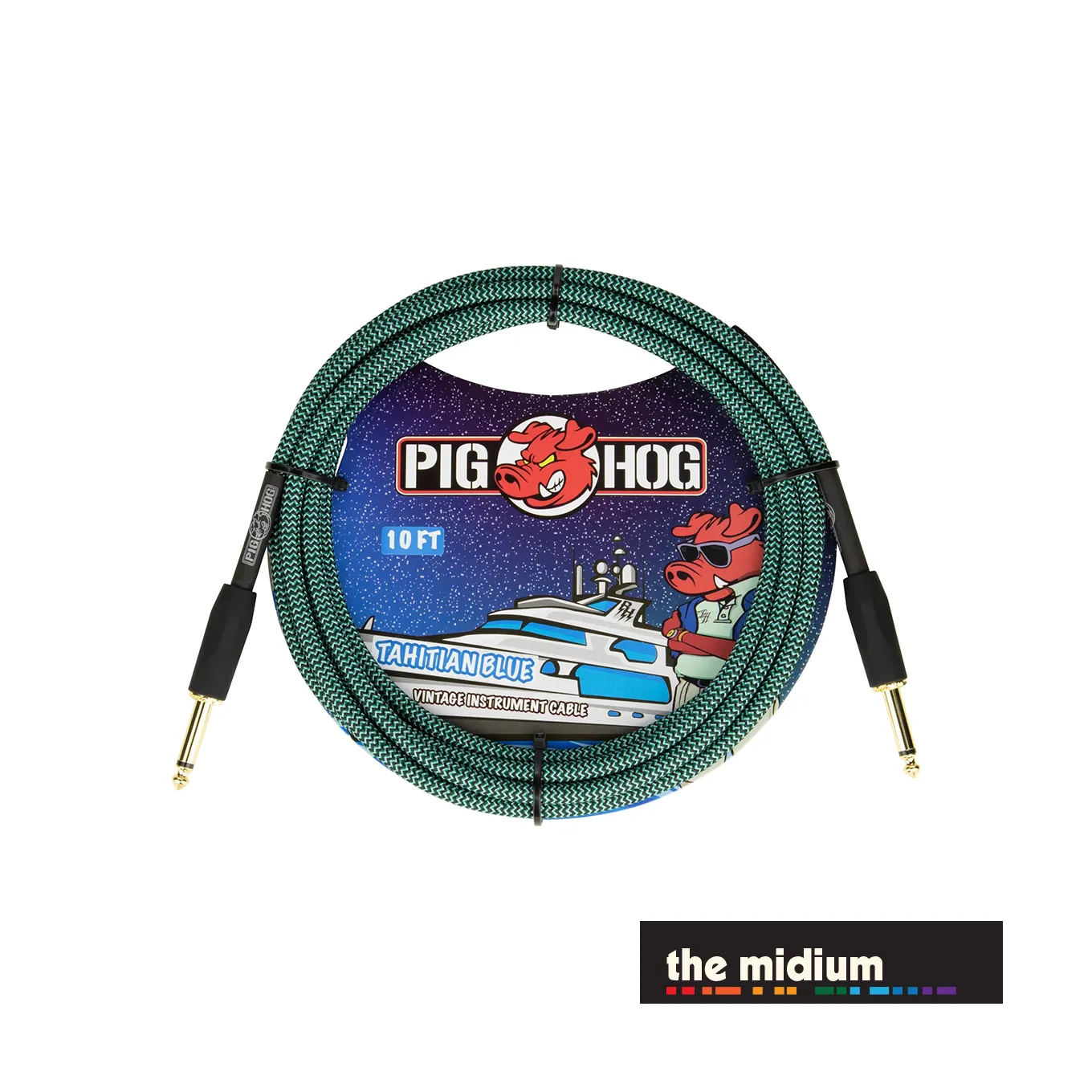 Pig Hog Vintage Series 1/4" TS Instrument Cable — Tahitian Blue — (Multiple Lengths)