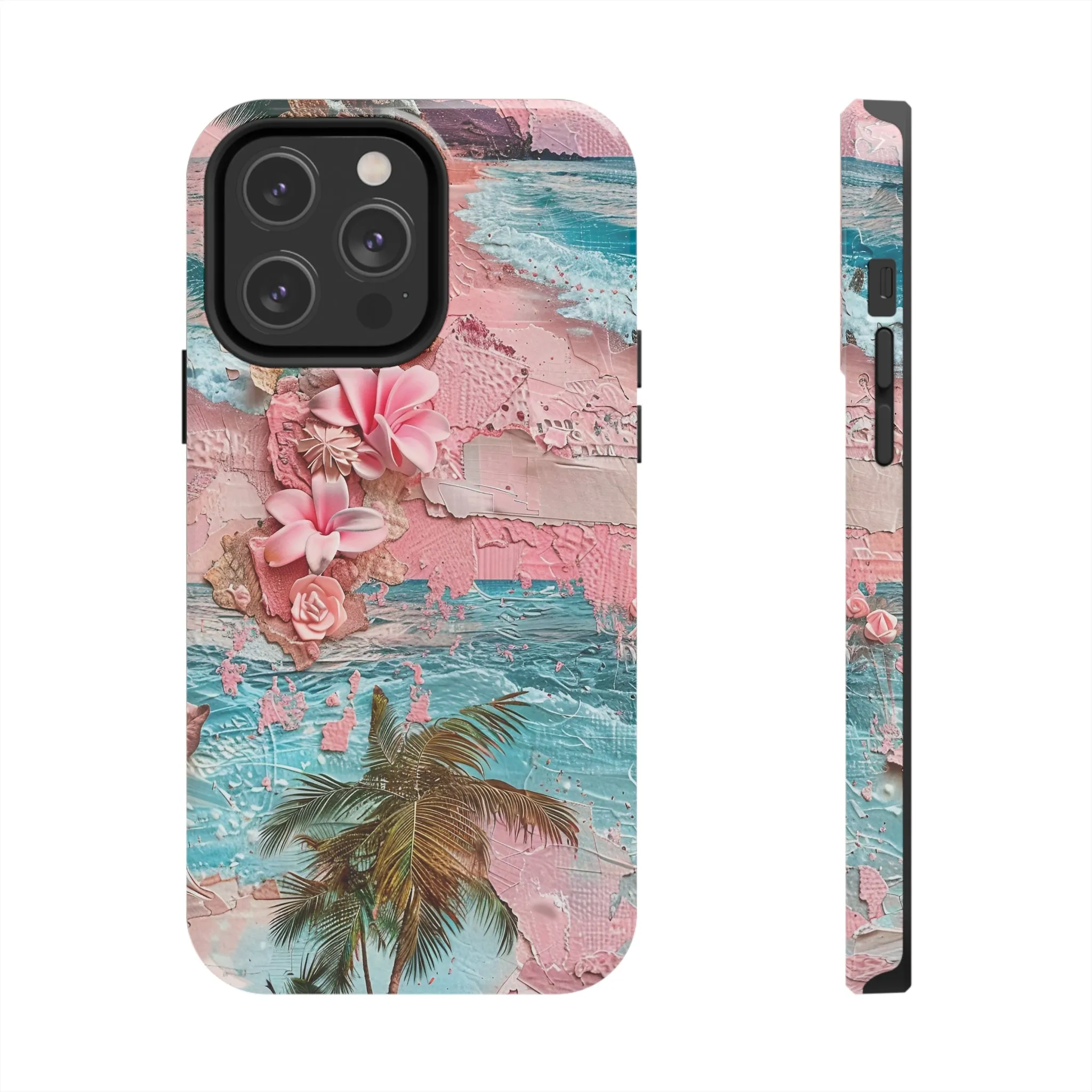 Pink Paradise Beach pattern iPhone Case, Aesthetic Phone Cover, Artsy 3D Design, Protective Phone Cover compatible with a large variety of iPhone models, Phone Case, Gift