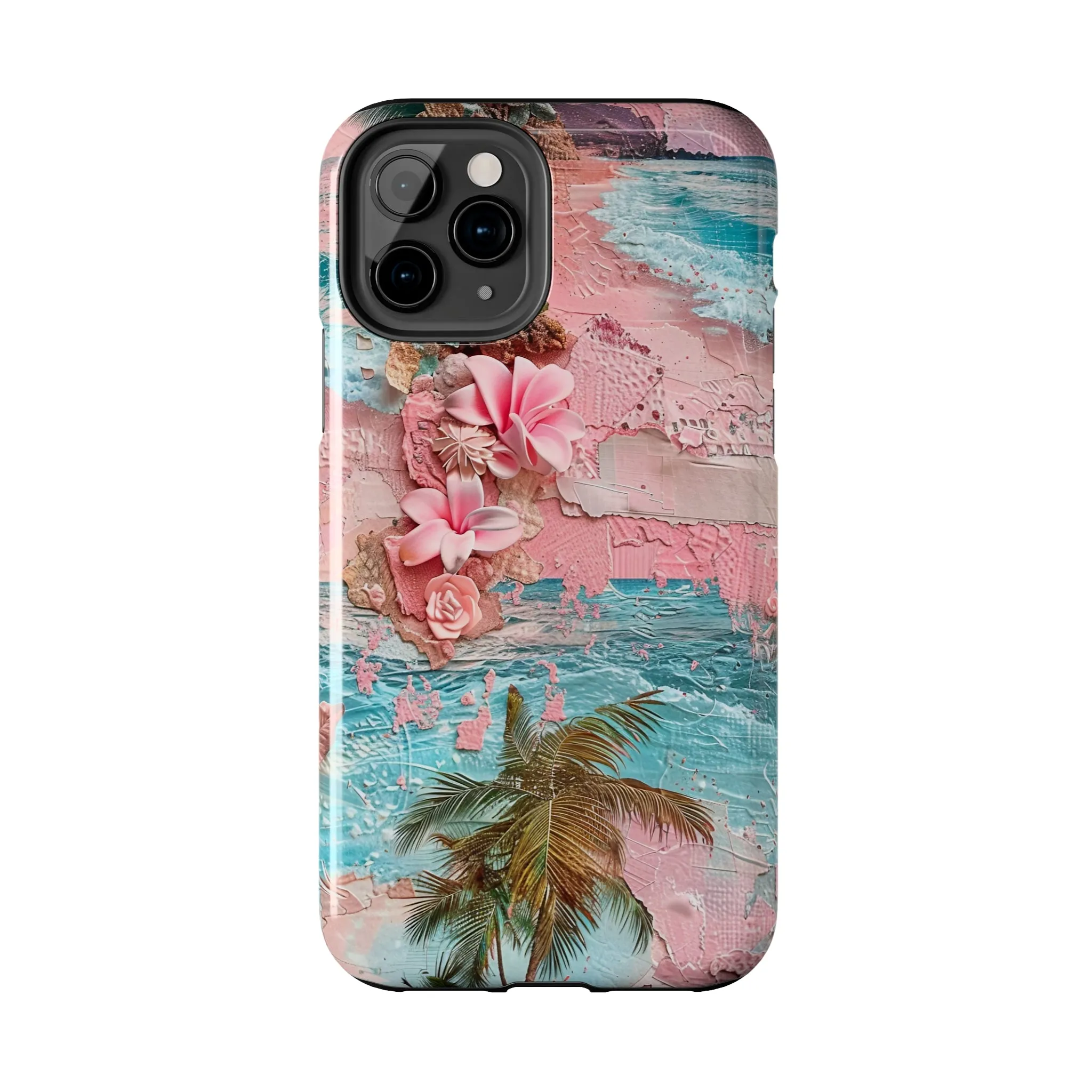 Pink Paradise Beach pattern iPhone Case, Aesthetic Phone Cover, Artsy 3D Design, Protective Phone Cover compatible with a large variety of iPhone models, Phone Case, Gift