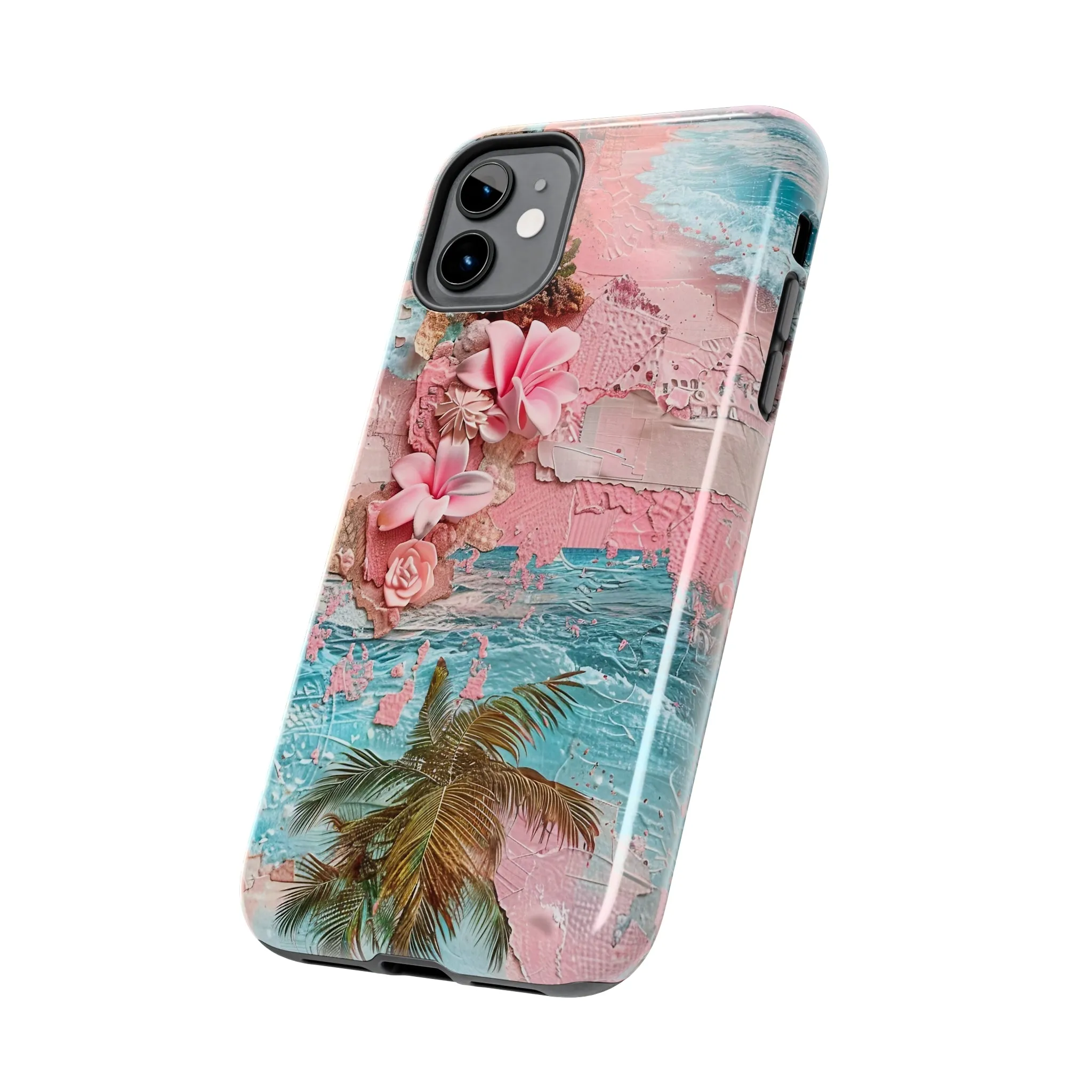 Pink Paradise Beach pattern iPhone Case, Aesthetic Phone Cover, Artsy 3D Design, Protective Phone Cover compatible with a large variety of iPhone models, Phone Case, Gift