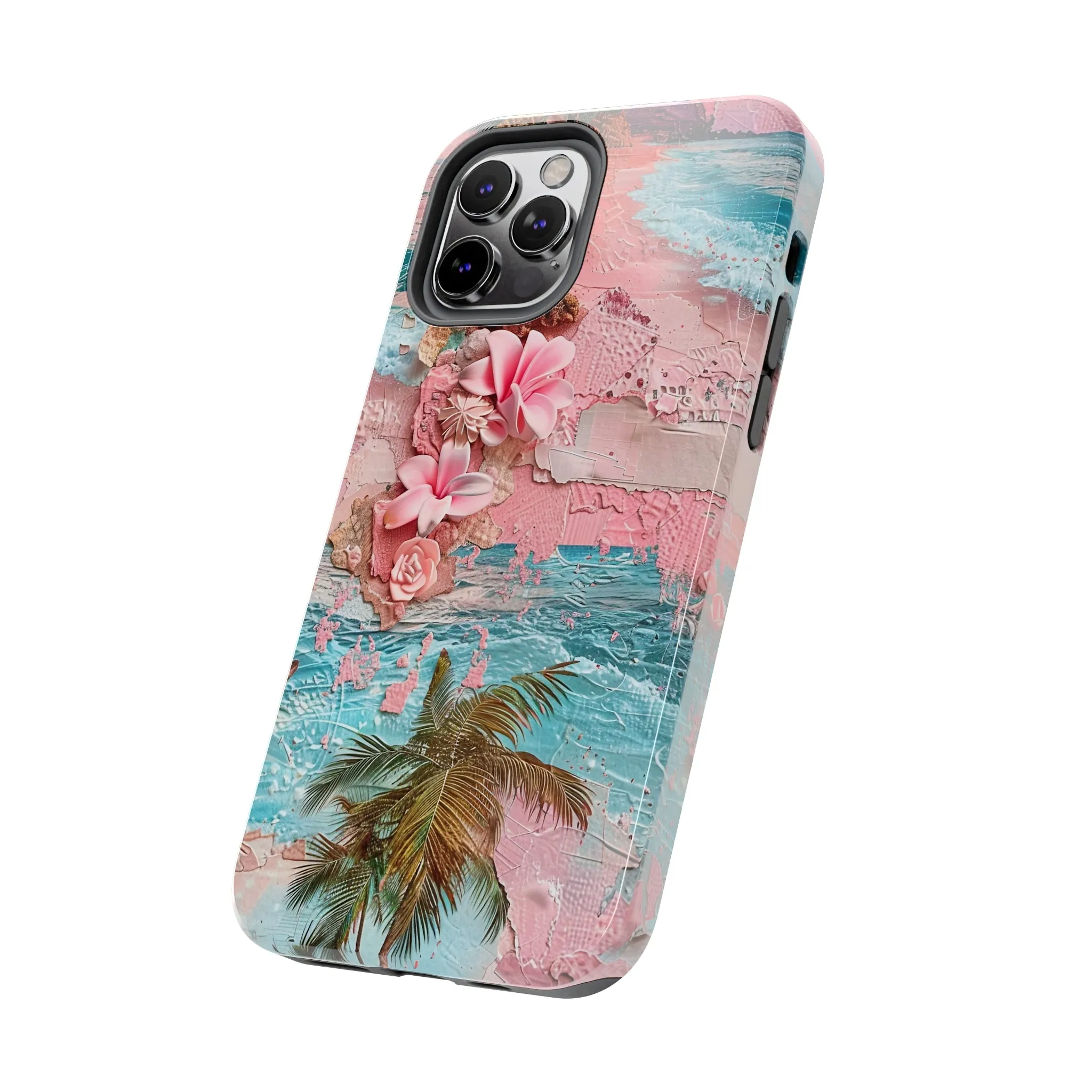 Pink Paradise Beach pattern iPhone Case, Aesthetic Phone Cover, Artsy 3D Design, Protective Phone Cover compatible with a large variety of iPhone models, Phone Case, Gift