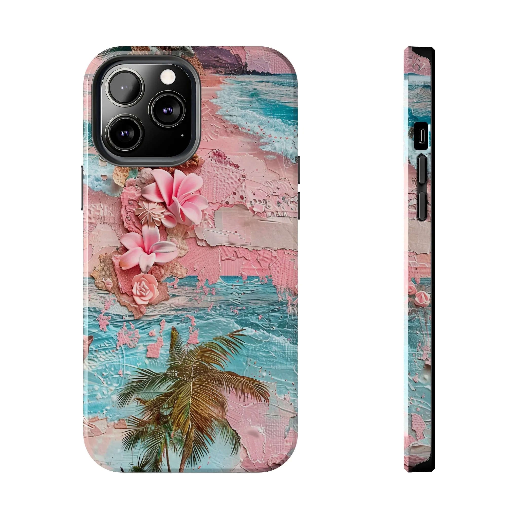 Pink Paradise Beach pattern iPhone Case, Aesthetic Phone Cover, Artsy 3D Design, Protective Phone Cover compatible with a large variety of iPhone models, Phone Case, Gift