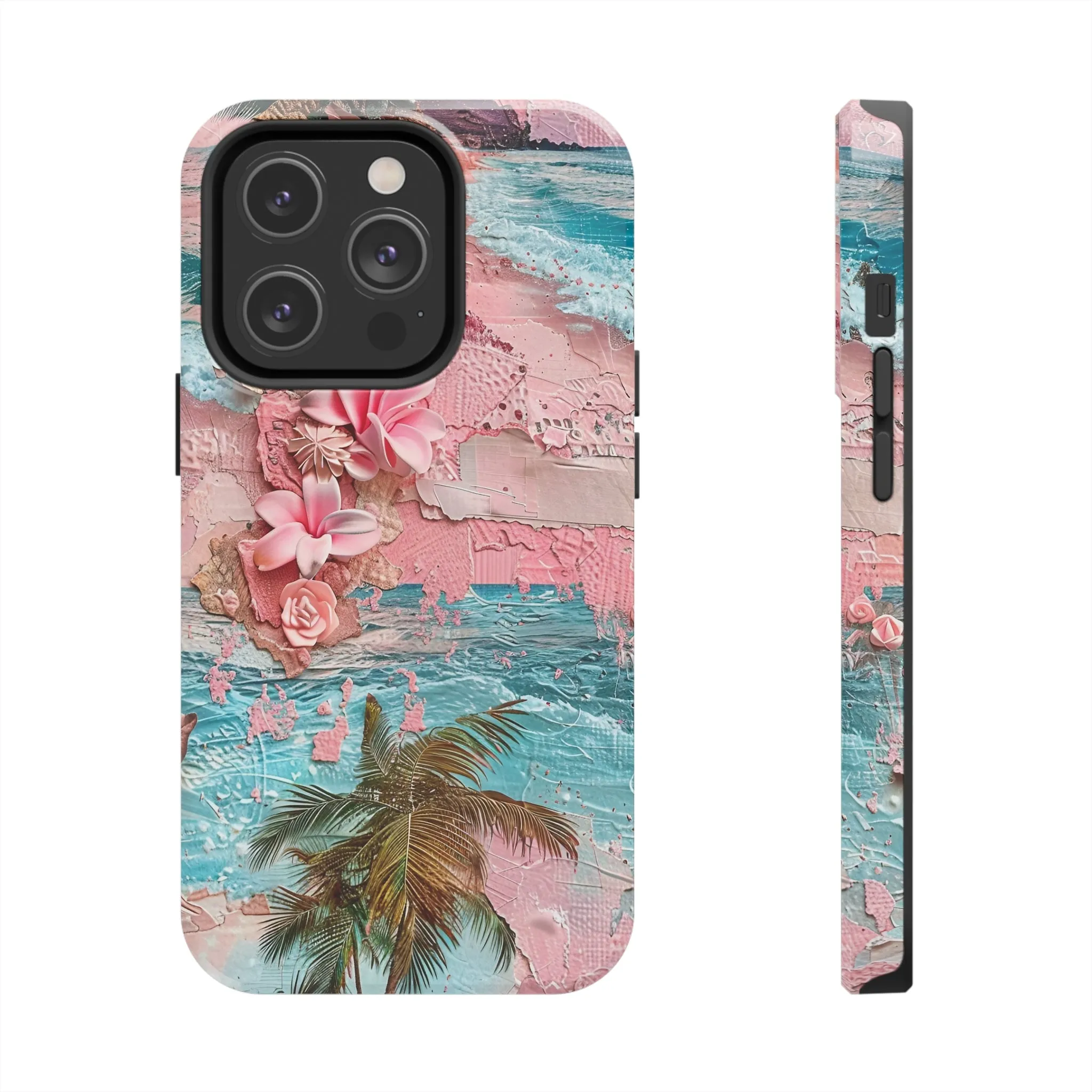 Pink Paradise Beach pattern iPhone Case, Aesthetic Phone Cover, Artsy 3D Design, Protective Phone Cover compatible with a large variety of iPhone models, Phone Case, Gift