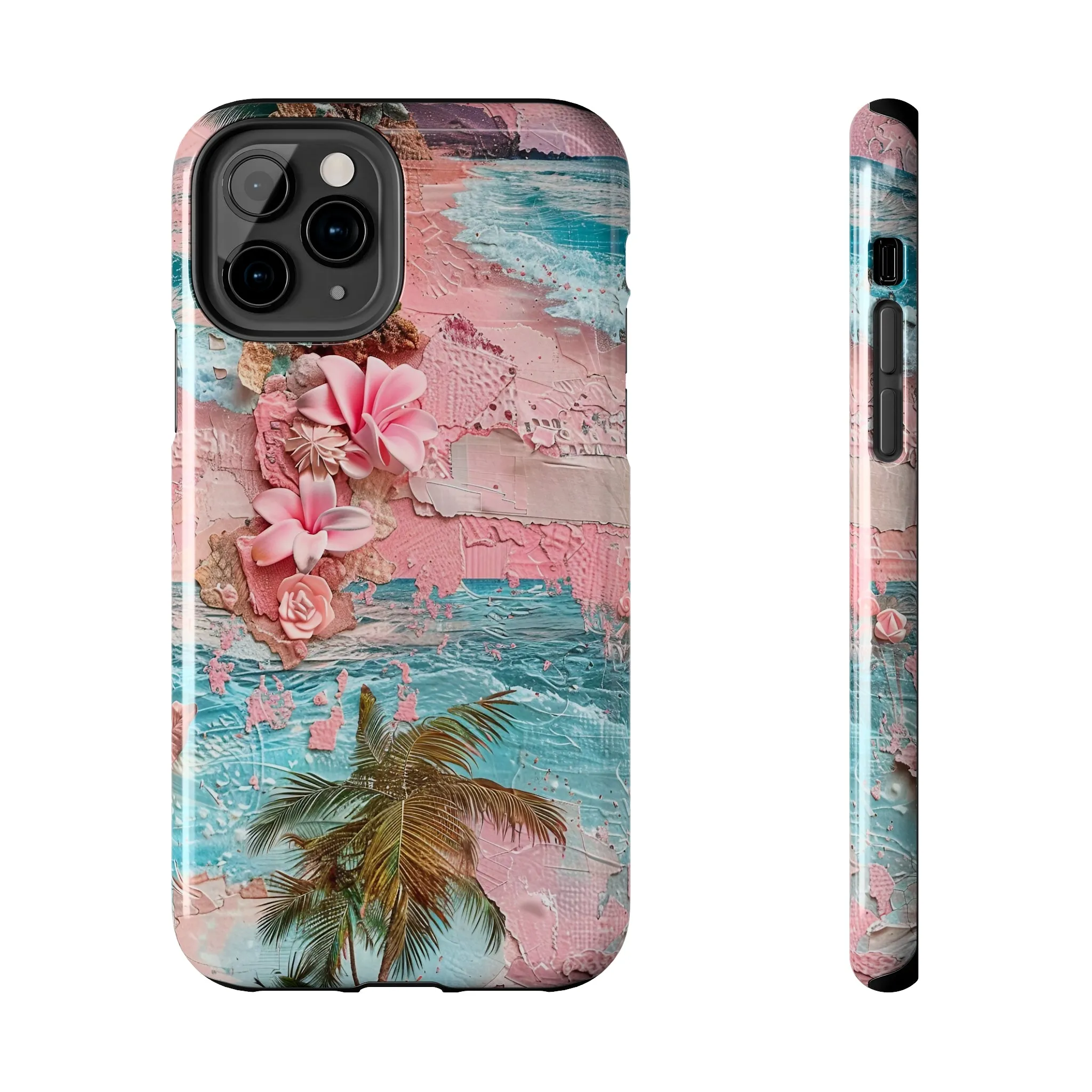 Pink Paradise Beach pattern iPhone Case, Aesthetic Phone Cover, Artsy 3D Design, Protective Phone Cover compatible with a large variety of iPhone models, Phone Case, Gift