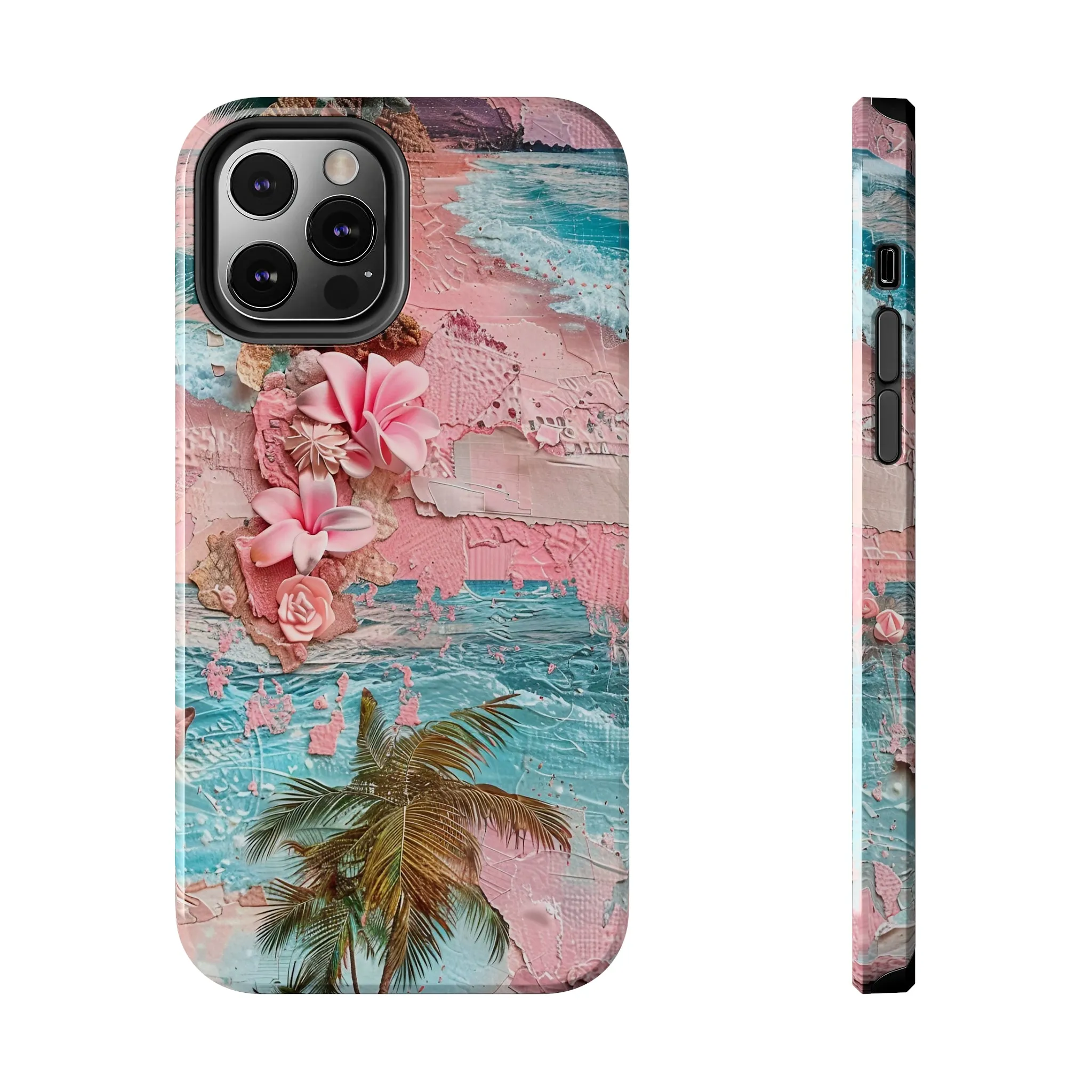 Pink Paradise Beach pattern iPhone Case, Aesthetic Phone Cover, Artsy 3D Design, Protective Phone Cover compatible with a large variety of iPhone models, Phone Case, Gift