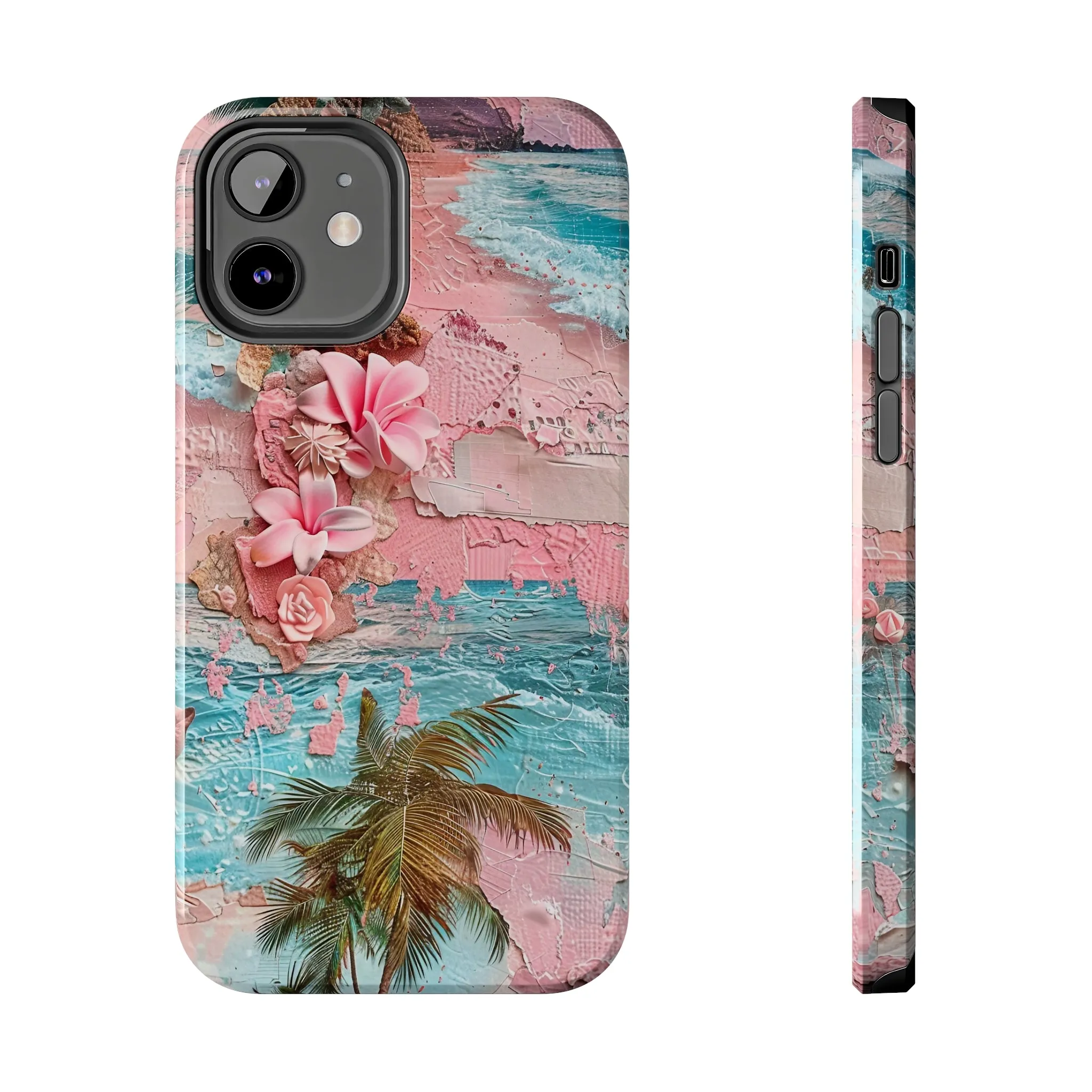 Pink Paradise Beach pattern iPhone Case, Aesthetic Phone Cover, Artsy 3D Design, Protective Phone Cover compatible with a large variety of iPhone models, Phone Case, Gift