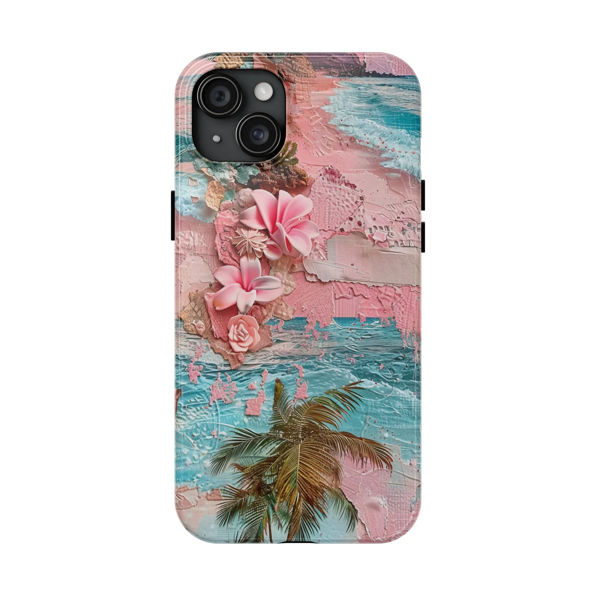 Pink Paradise Beach pattern iPhone Case, Aesthetic Phone Cover, Artsy 3D Design, Protective Phone Cover compatible with a large variety of iPhone models, Phone Case, Gift