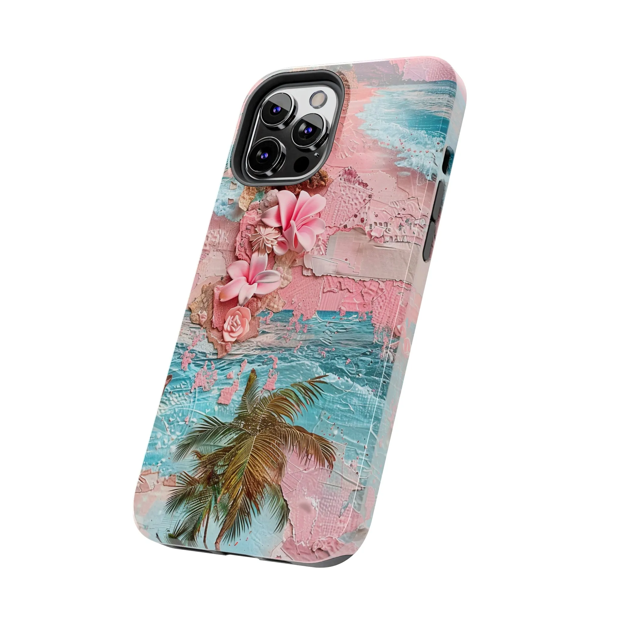 Pink Paradise Beach pattern iPhone Case, Aesthetic Phone Cover, Artsy 3D Design, Protective Phone Cover compatible with a large variety of iPhone models, Phone Case, Gift