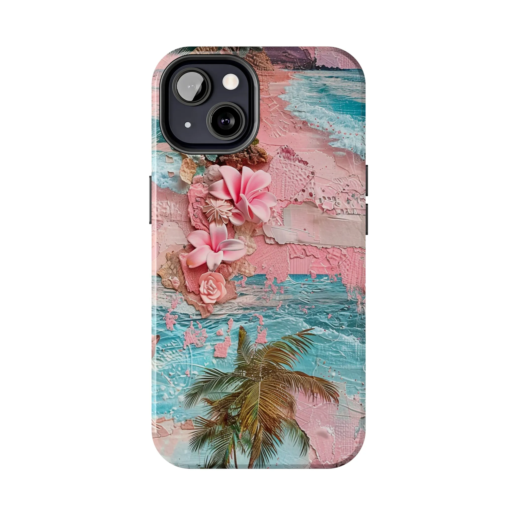 Pink Paradise Beach pattern iPhone Case, Aesthetic Phone Cover, Artsy 3D Design, Protective Phone Cover compatible with a large variety of iPhone models, Phone Case, Gift