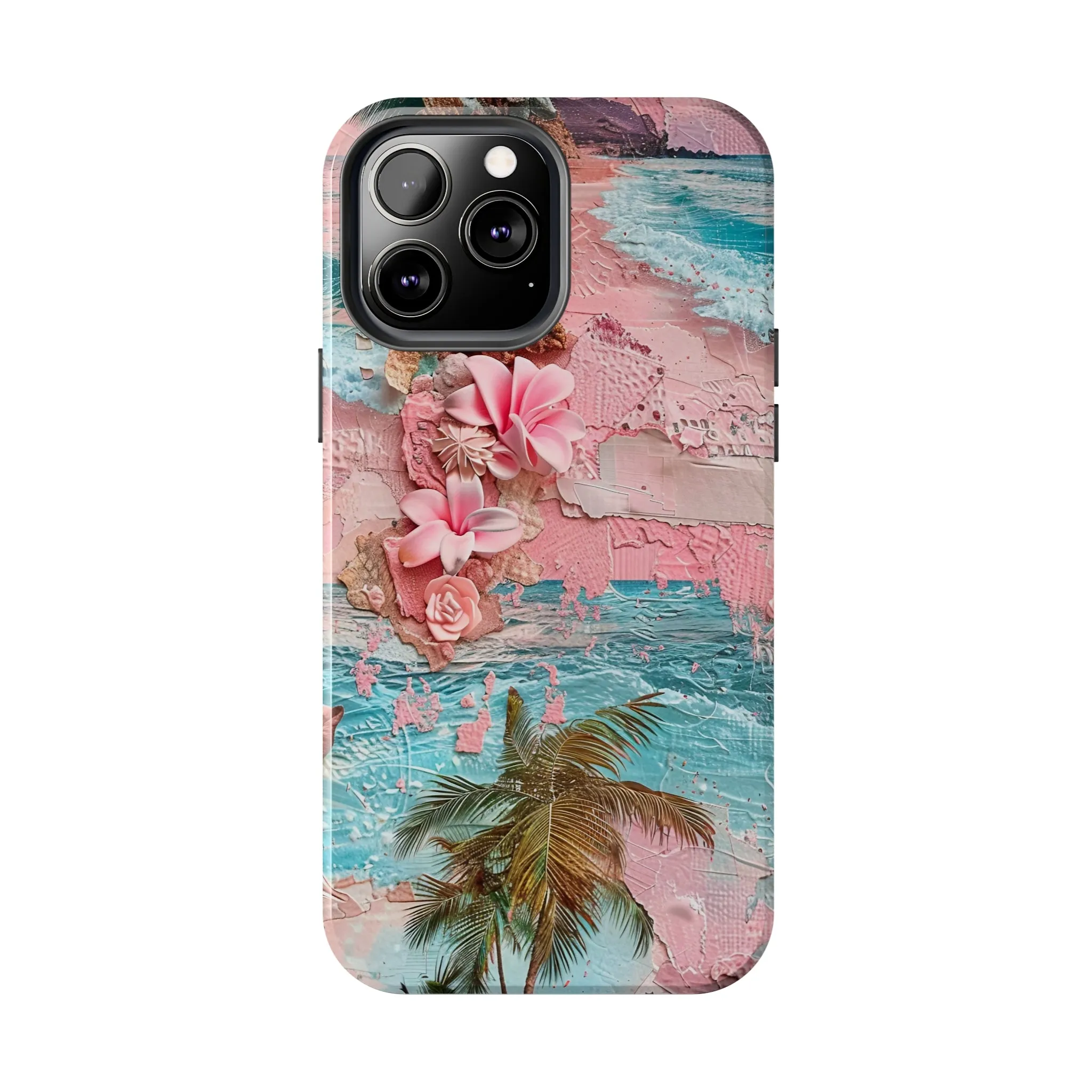 Pink Paradise Beach pattern iPhone Case, Aesthetic Phone Cover, Artsy 3D Design, Protective Phone Cover compatible with a large variety of iPhone models, Phone Case, Gift