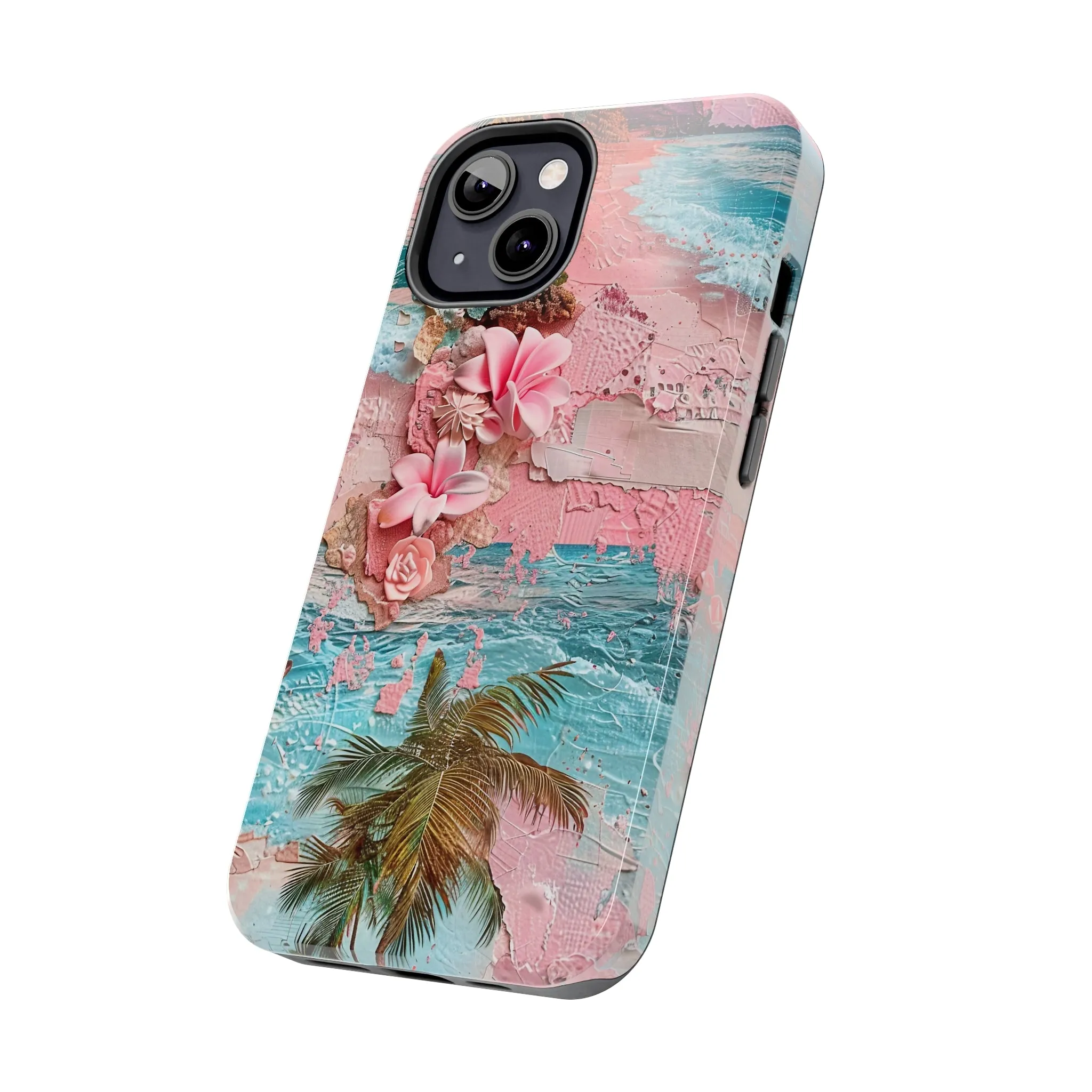 Pink Paradise Beach pattern iPhone Case, Aesthetic Phone Cover, Artsy 3D Design, Protective Phone Cover compatible with a large variety of iPhone models, Phone Case, Gift