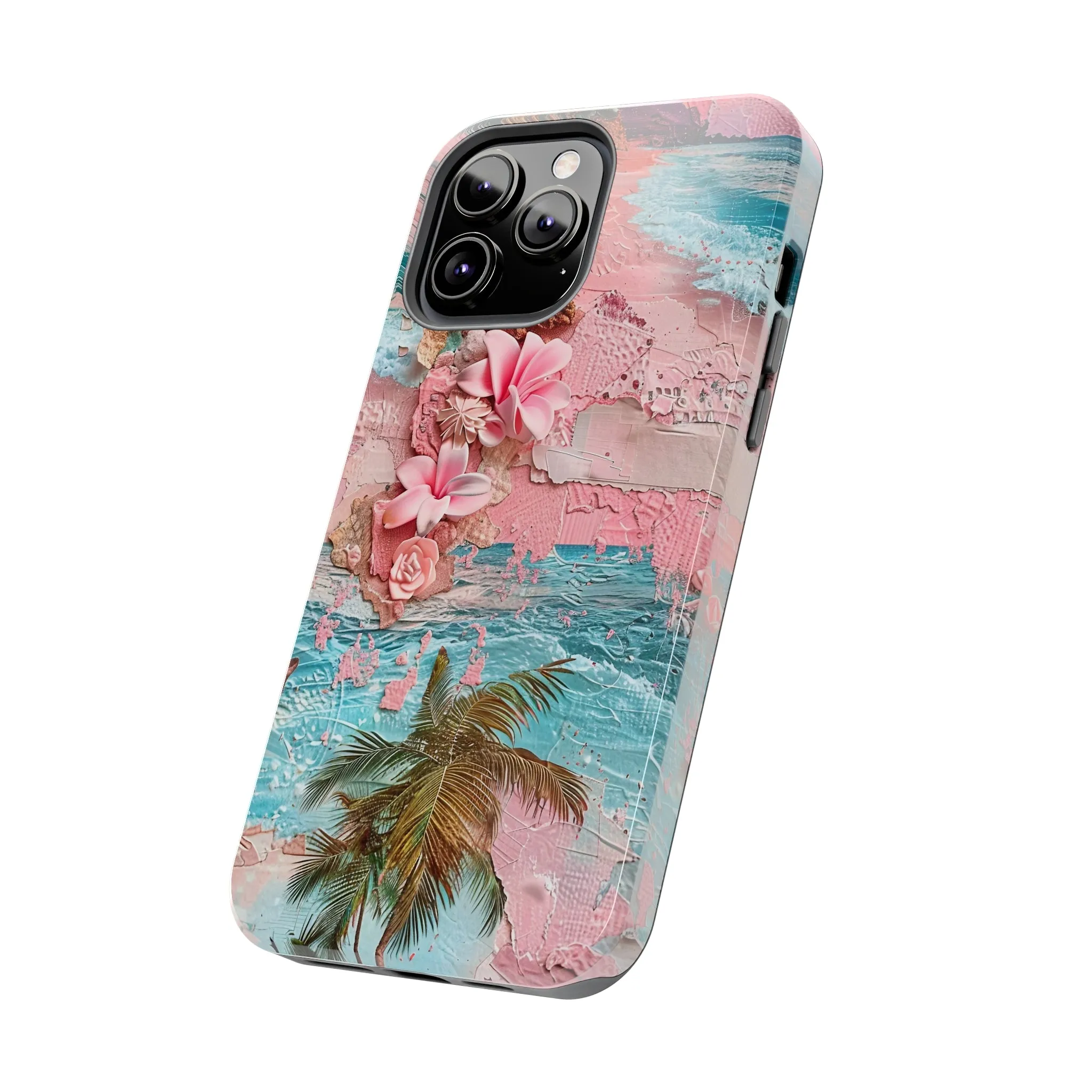 Pink Paradise Beach pattern iPhone Case, Aesthetic Phone Cover, Artsy 3D Design, Protective Phone Cover compatible with a large variety of iPhone models, Phone Case, Gift