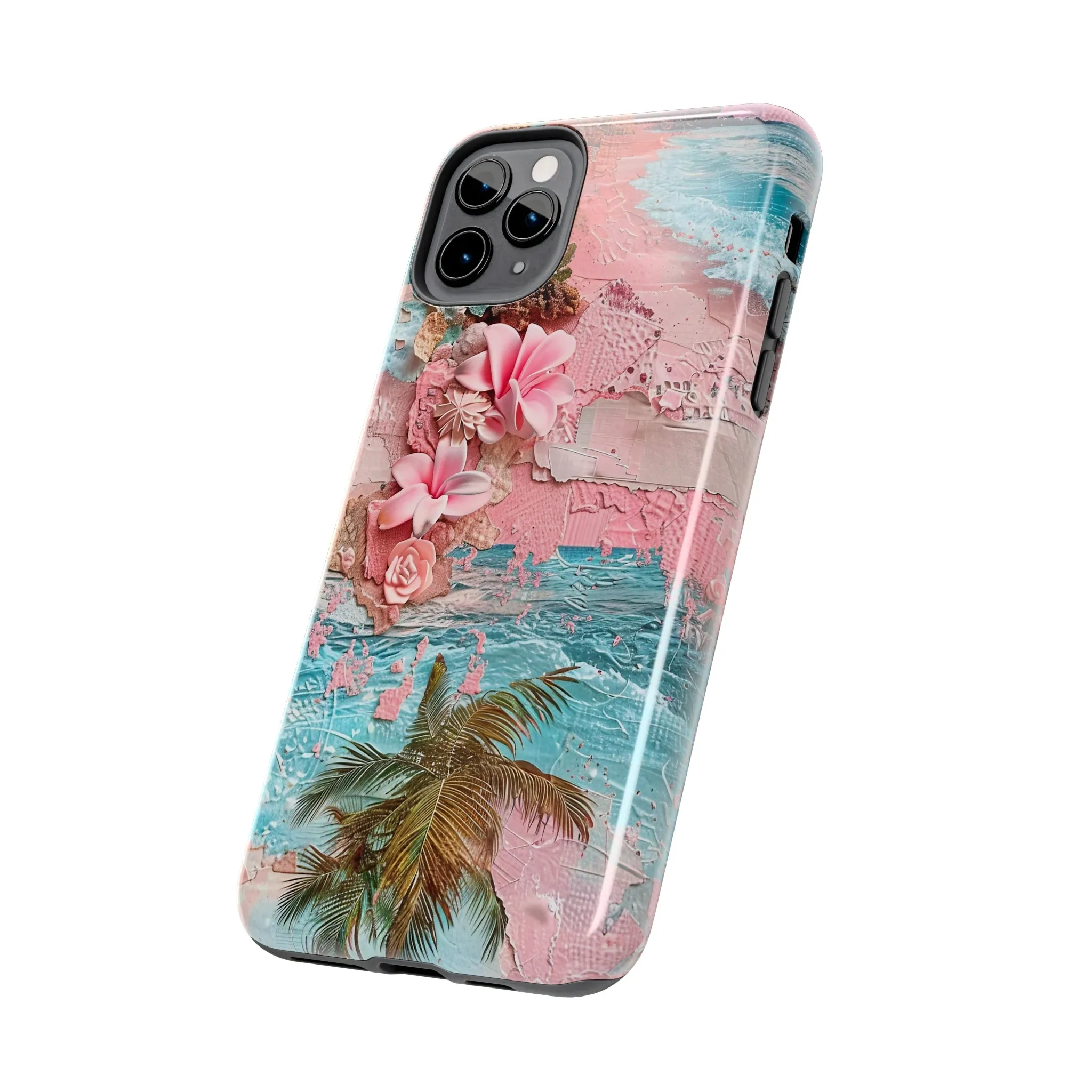 Pink Paradise Beach pattern iPhone Case, Aesthetic Phone Cover, Artsy 3D Design, Protective Phone Cover compatible with a large variety of iPhone models, Phone Case, Gift