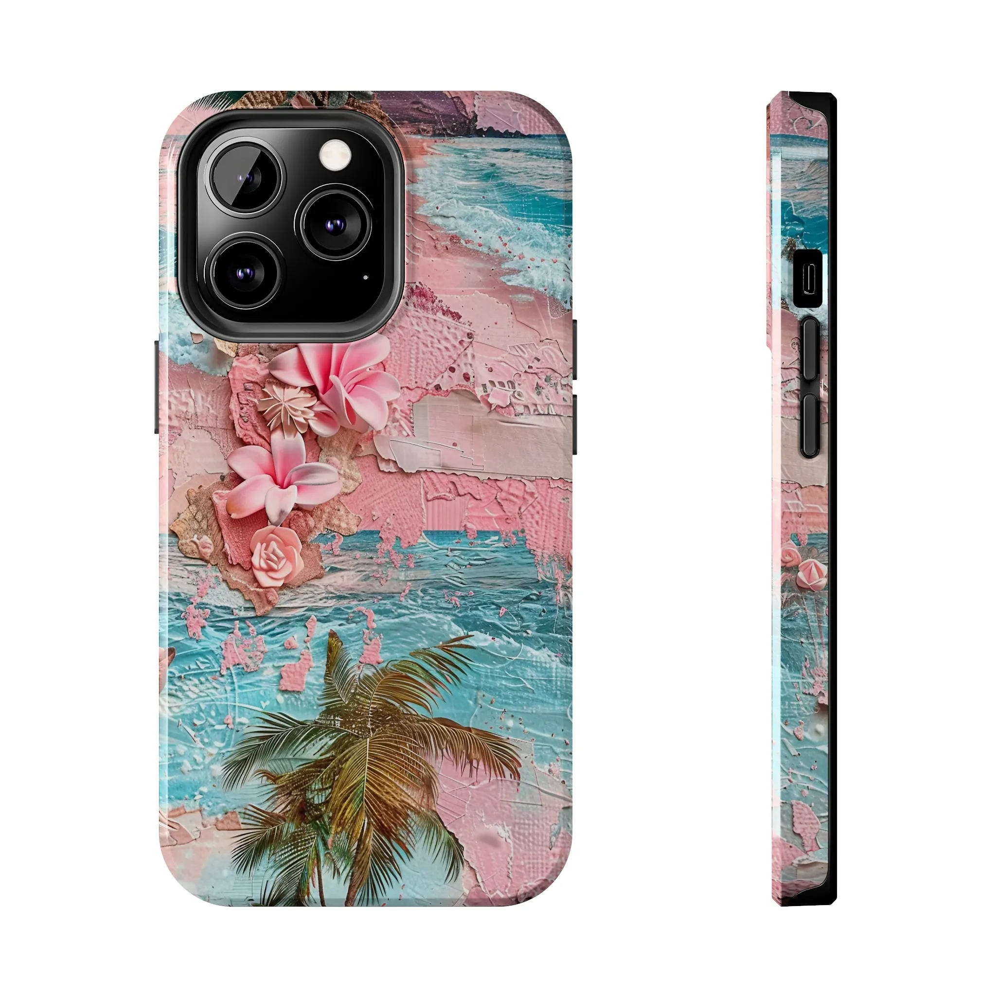 Pink Paradise Beach pattern iPhone Case, Aesthetic Phone Cover, Artsy 3D Design, Protective Phone Cover compatible with a large variety of iPhone models, Phone Case, Gift