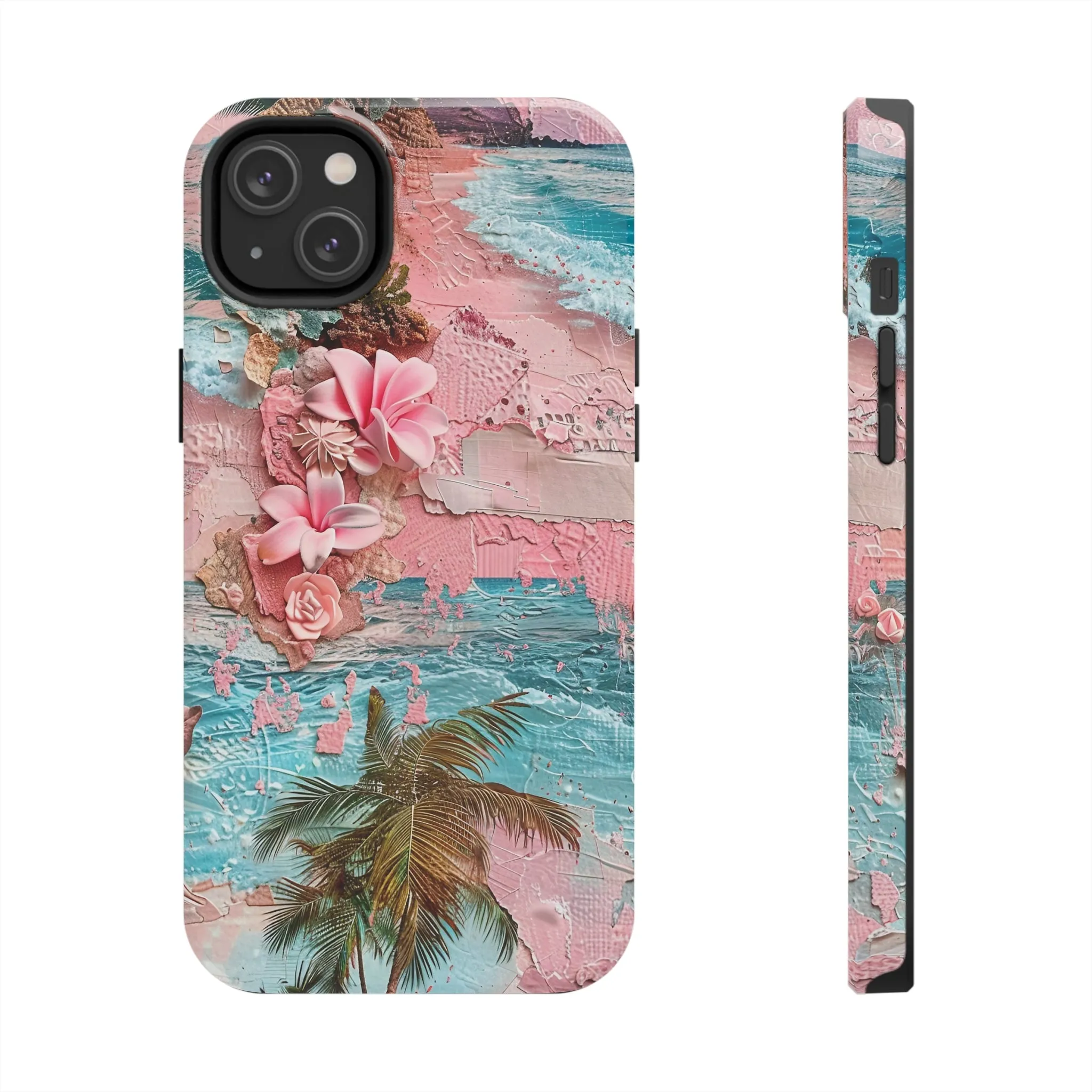 Pink Paradise Beach pattern iPhone Case, Aesthetic Phone Cover, Artsy 3D Design, Protective Phone Cover compatible with a large variety of iPhone models, Phone Case, Gift