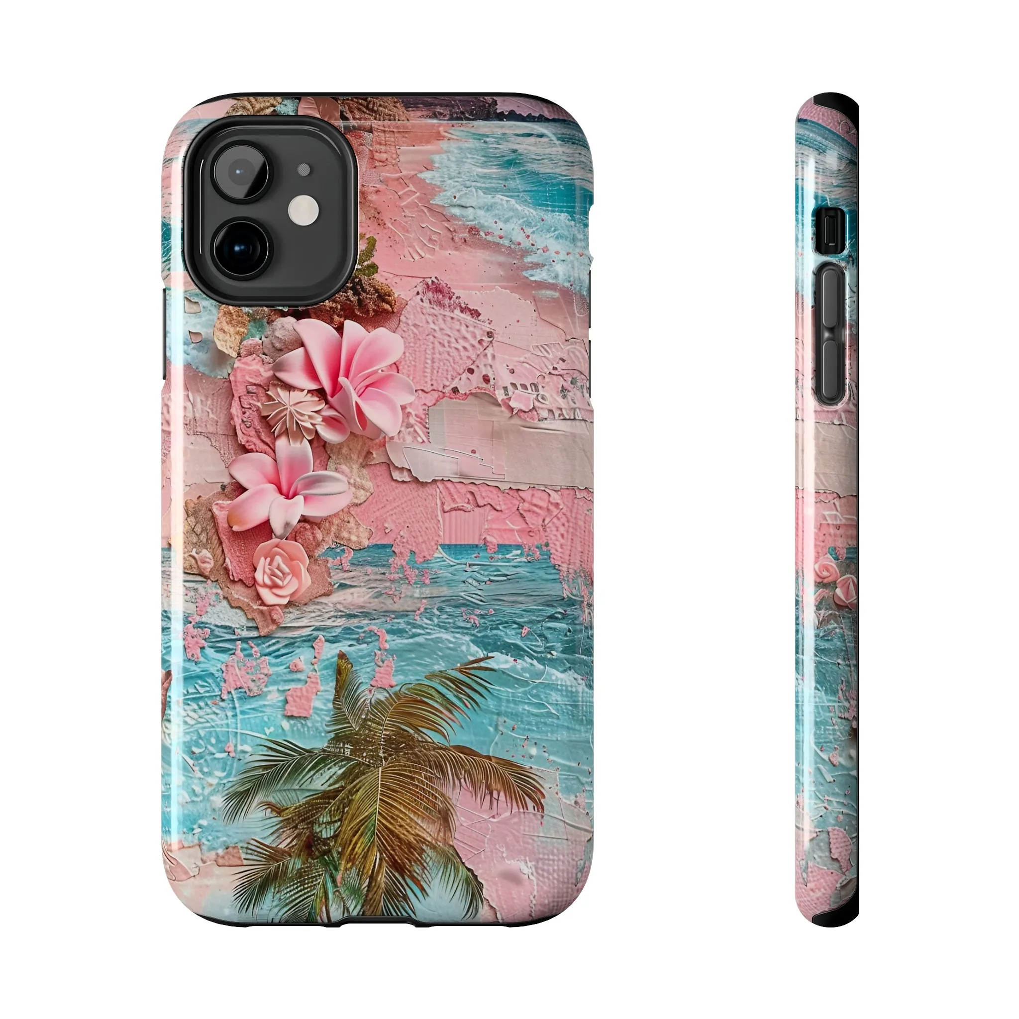 Pink Paradise Beach pattern iPhone Case, Aesthetic Phone Cover, Artsy 3D Design, Protective Phone Cover compatible with a large variety of iPhone models, Phone Case, Gift