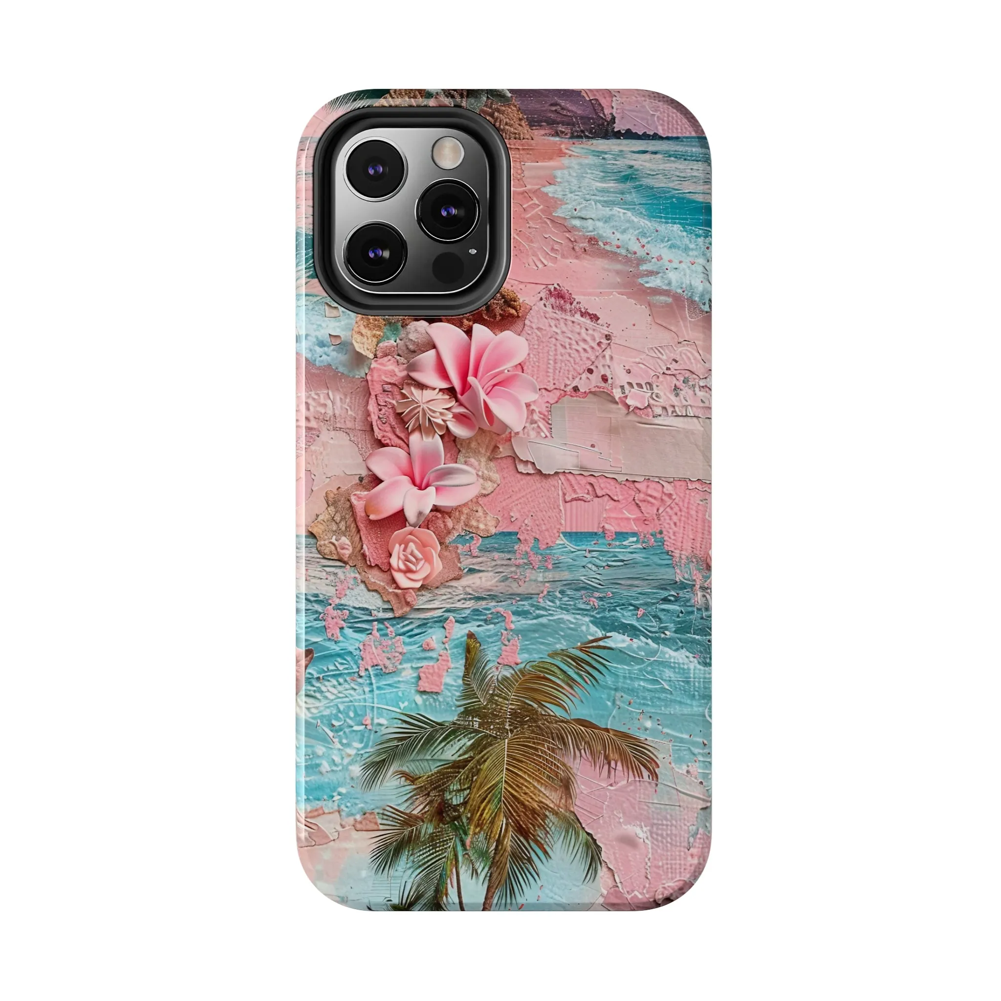 Pink Paradise Beach pattern iPhone Case, Aesthetic Phone Cover, Artsy 3D Design, Protective Phone Cover compatible with a large variety of iPhone models, Phone Case, Gift