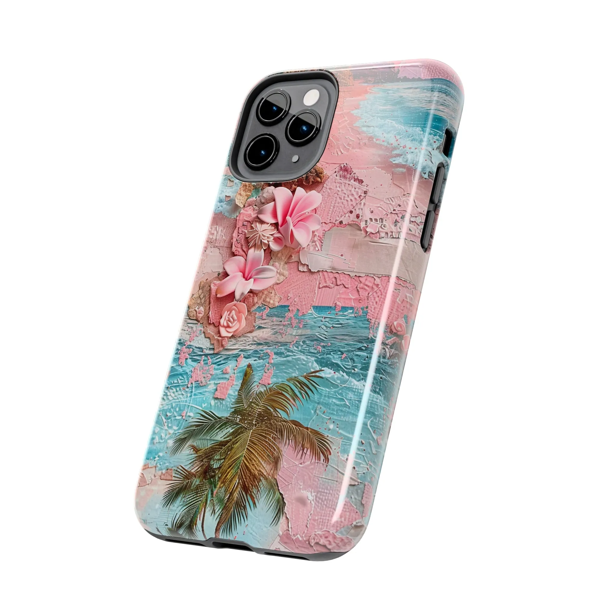 Pink Paradise Beach pattern iPhone Case, Aesthetic Phone Cover, Artsy 3D Design, Protective Phone Cover compatible with a large variety of iPhone models, Phone Case, Gift