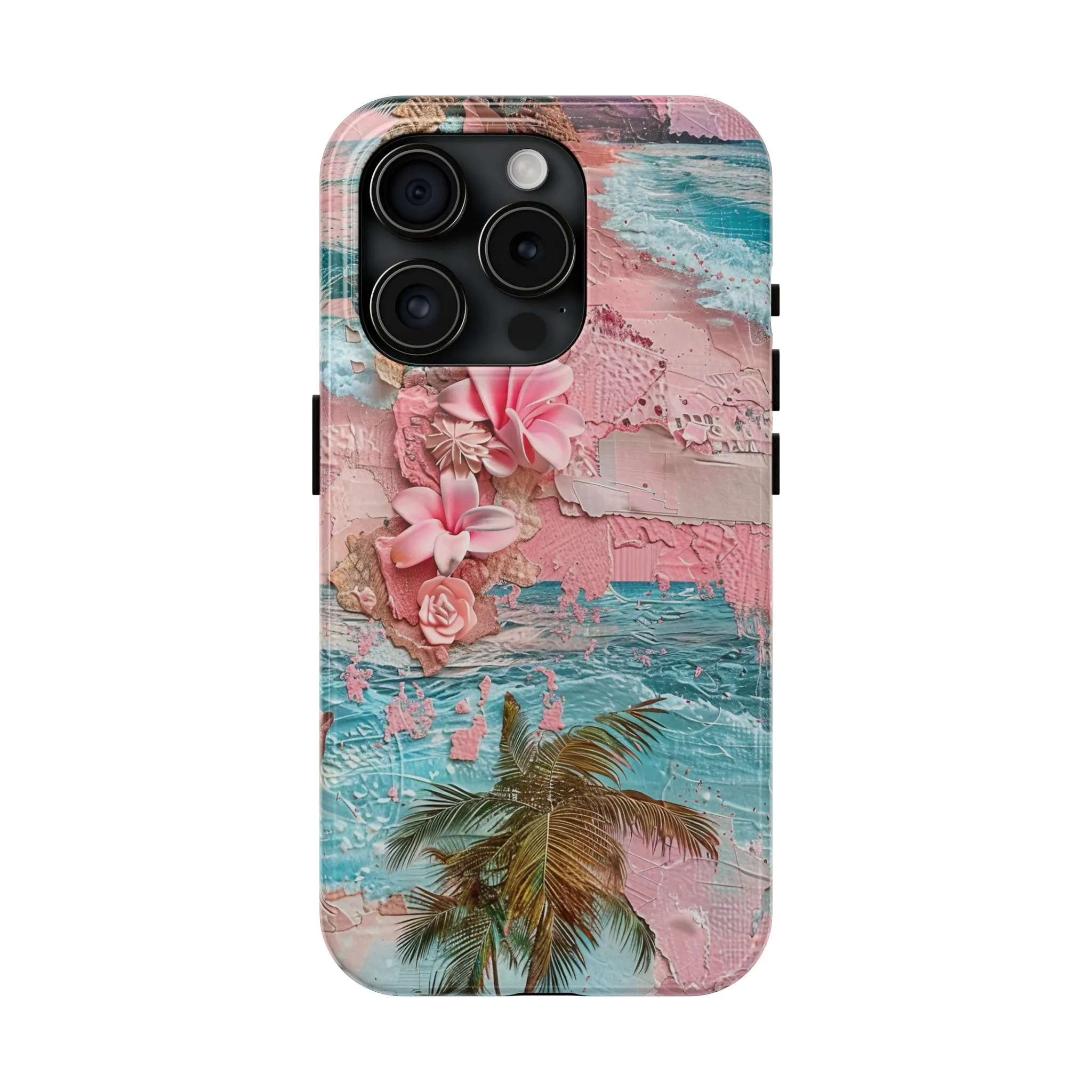 Pink Paradise Beach pattern iPhone Case, Aesthetic Phone Cover, Artsy 3D Design, Protective Phone Cover compatible with a large variety of iPhone models, Phone Case, Gift