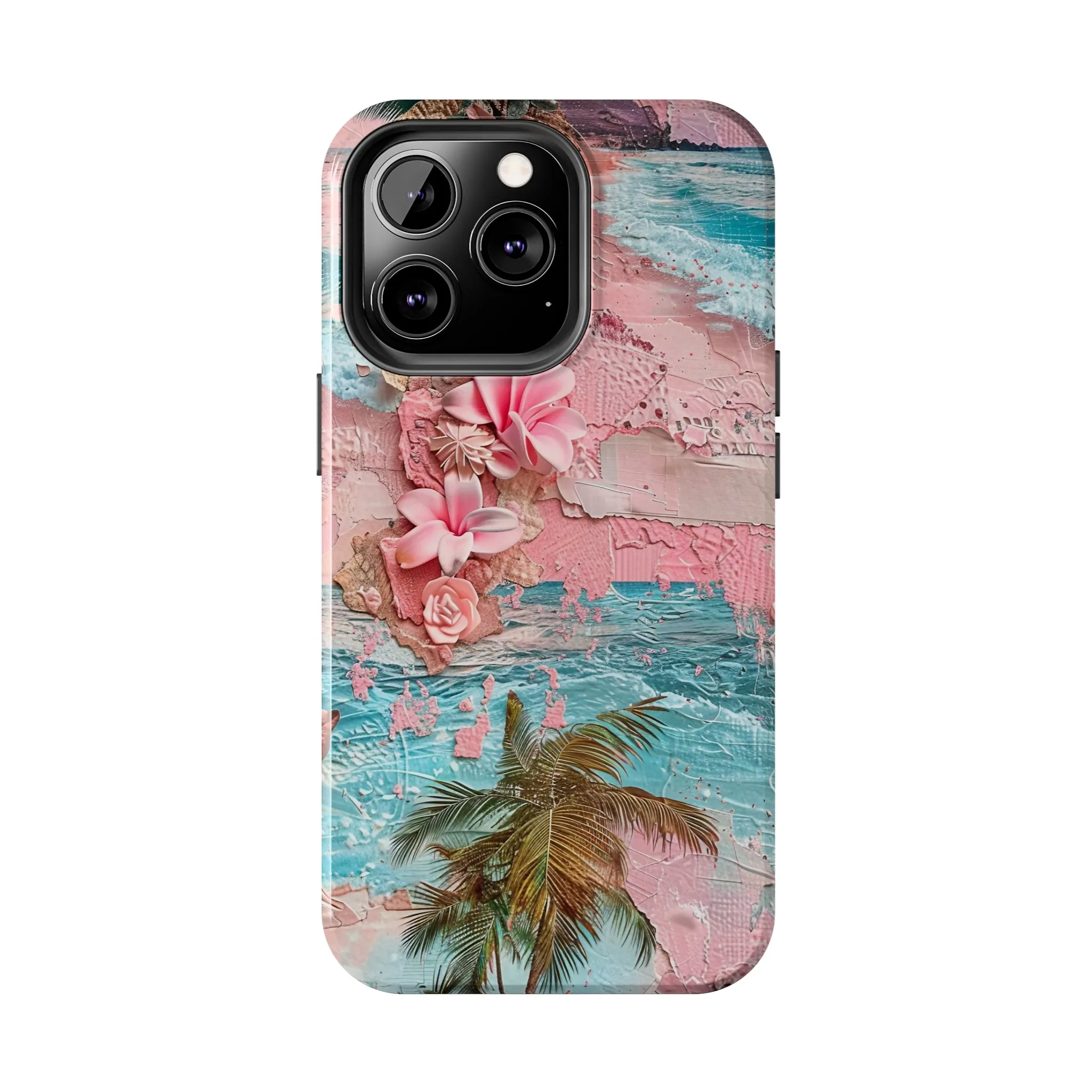 Pink Paradise Beach pattern iPhone Case, Aesthetic Phone Cover, Artsy 3D Design, Protective Phone Cover compatible with a large variety of iPhone models, Phone Case, Gift