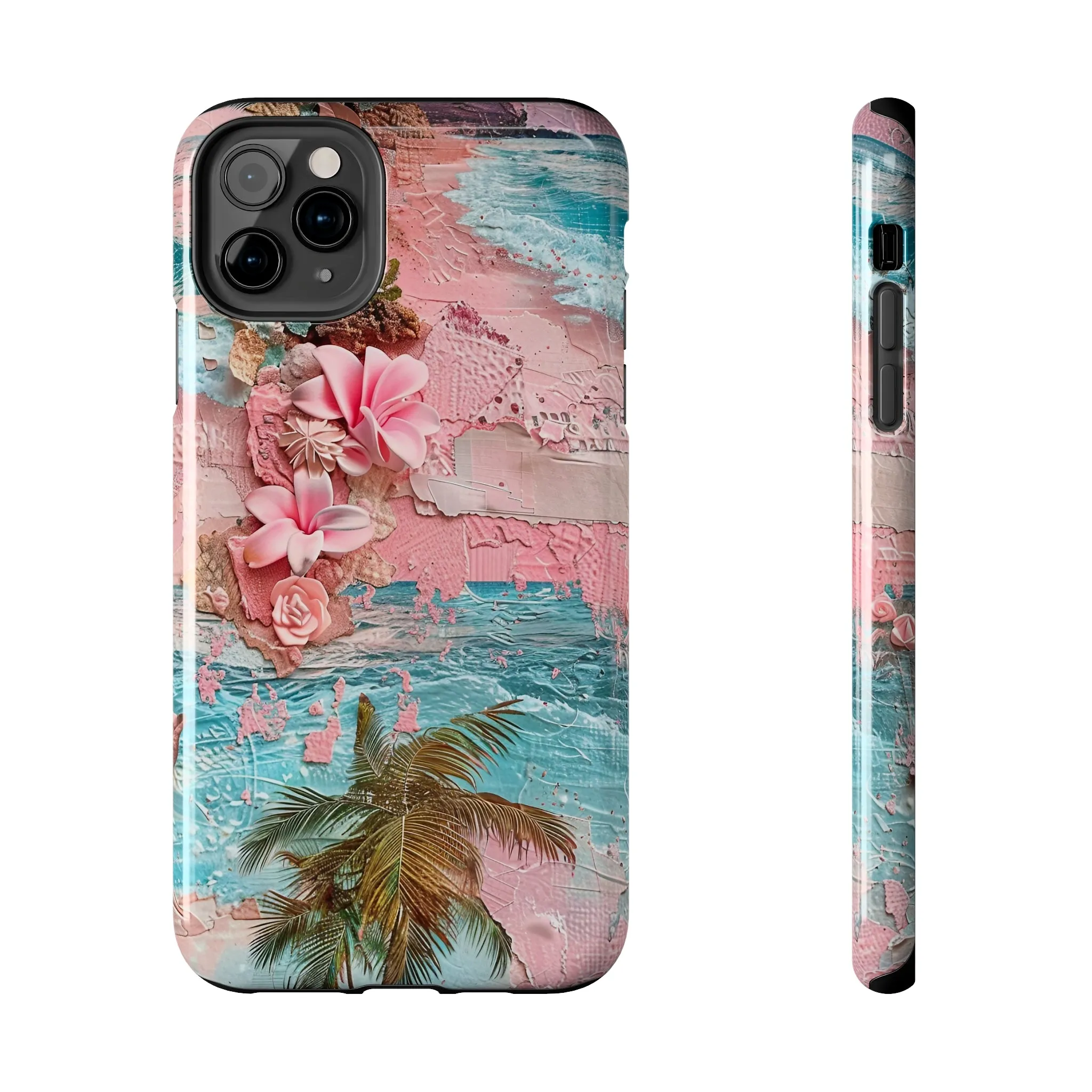 Pink Paradise Beach pattern iPhone Case, Aesthetic Phone Cover, Artsy 3D Design, Protective Phone Cover compatible with a large variety of iPhone models, Phone Case, Gift