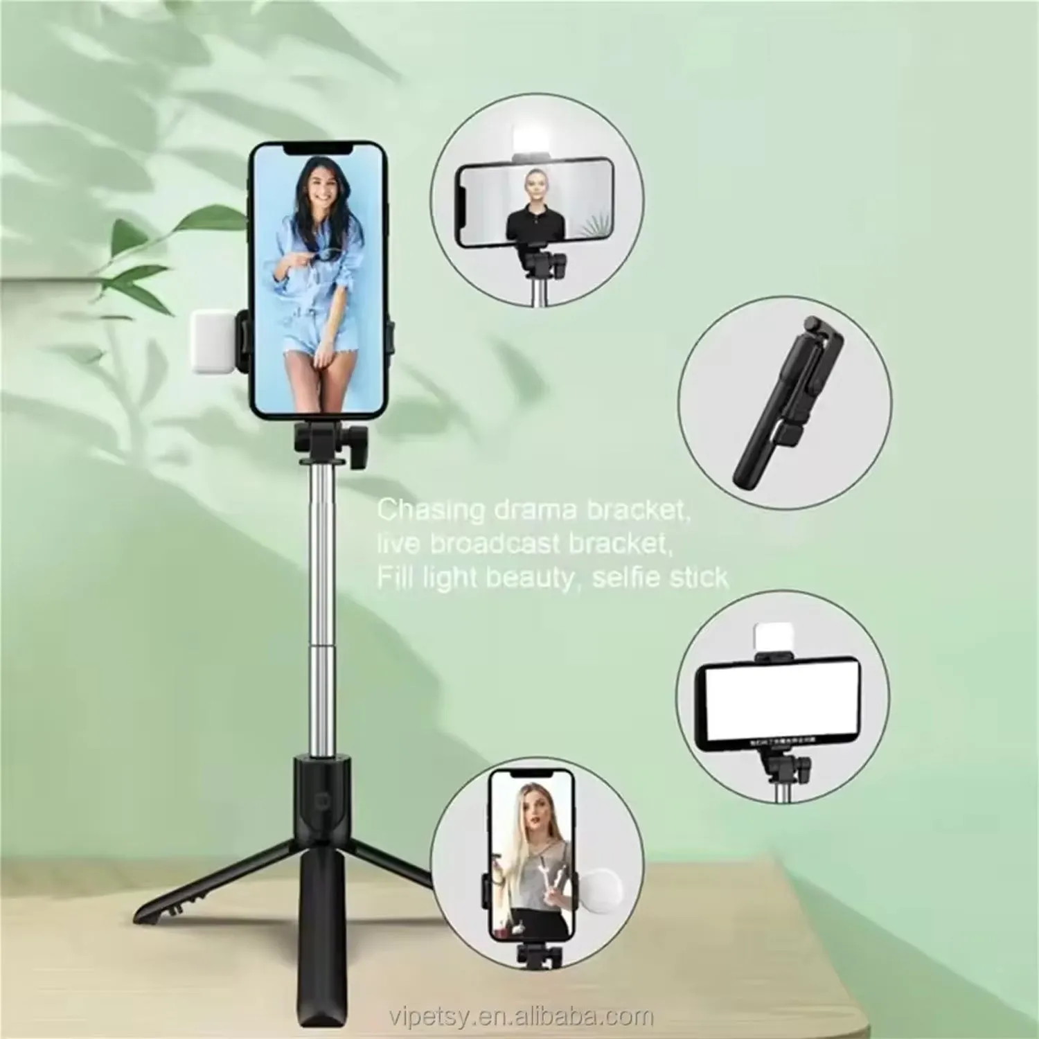 Portable Foldable Selfie Stick with Remote Control, 3-Axis Tripod Hand Stabilizer for Smartphones, TikTok Vlog YouTuber Video Recording (1 Pc)