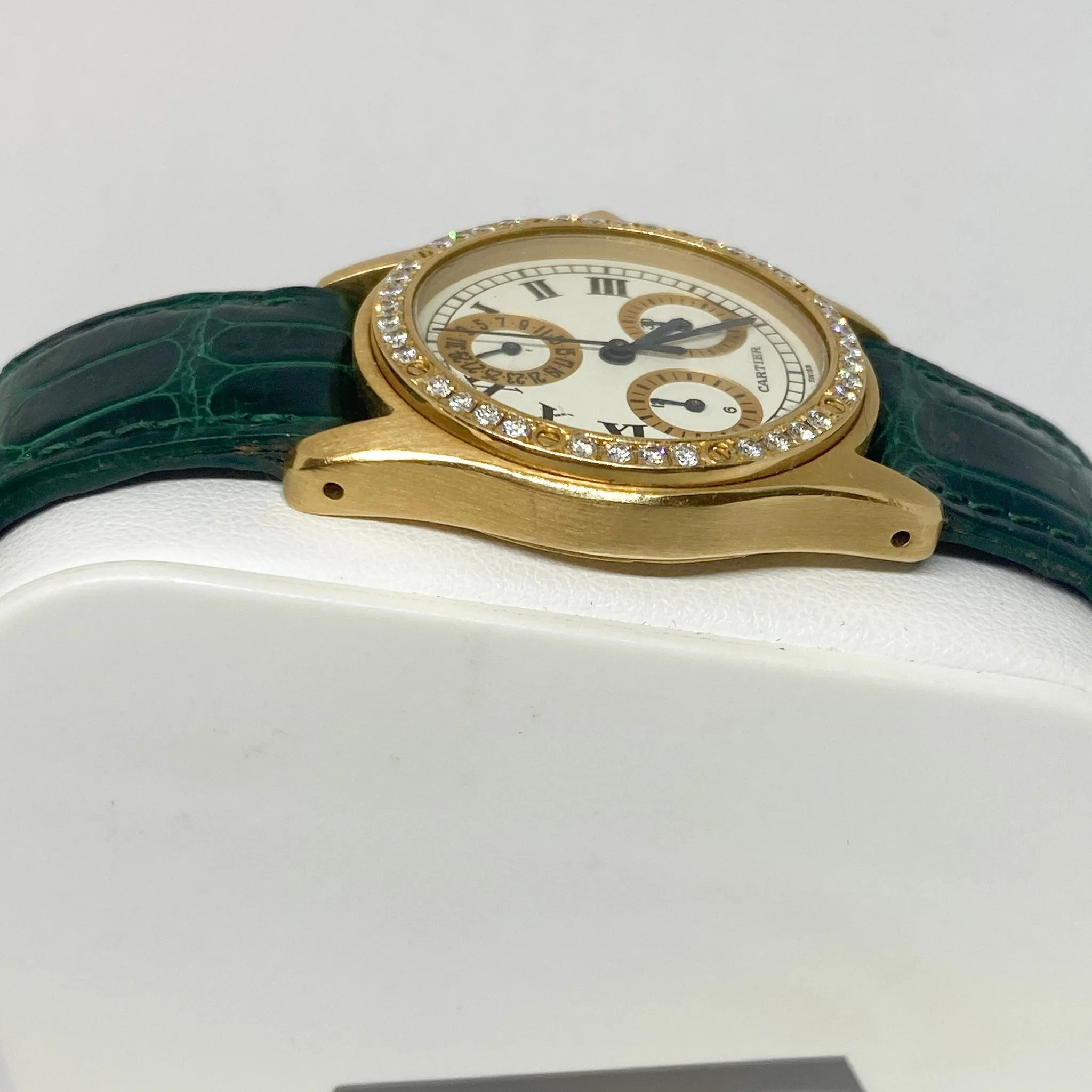 Pre-Owned 18KY Cartier Santos Ronde Chronoreflex Boutique Exclusive Diamond Watch