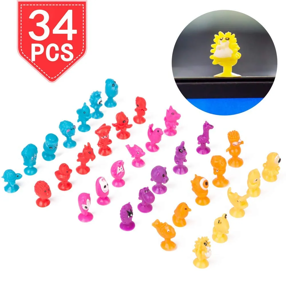 PROLOSO Suction Cups Cartoon Bath Toys Monster Animal Sucker Stick to Wall 34 Pcs