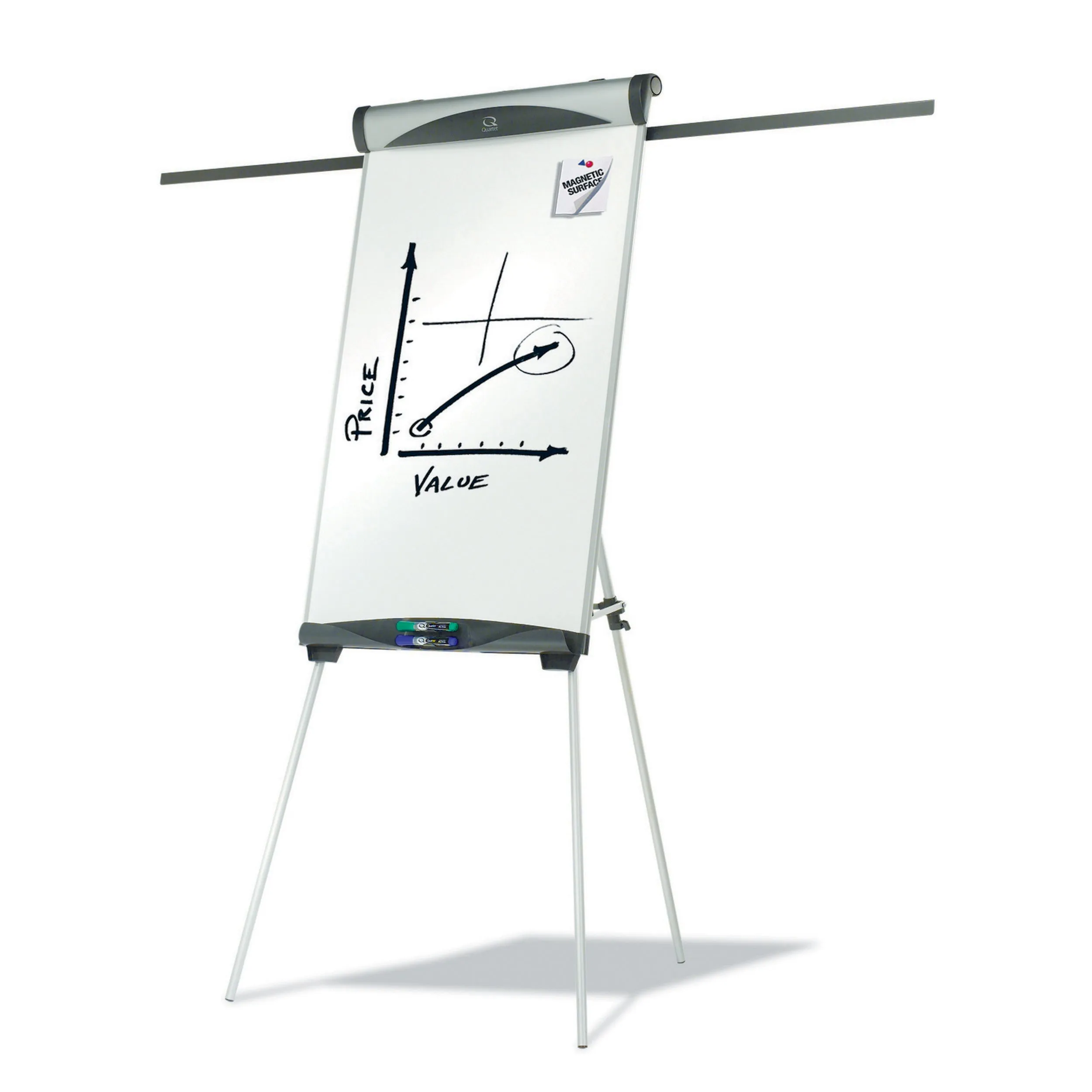 Quartet Euro Easel Whiteboard   Flipchart Holder 685 x 990mm - Silver Frame