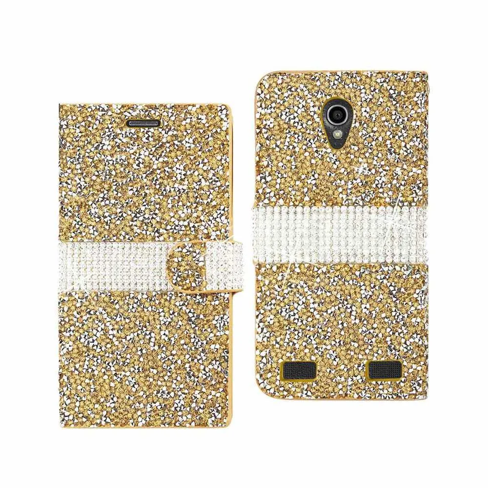 Reiko Bling Diamond Flip Case ZTE Zmax 2 Z958 Gold