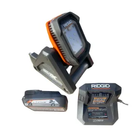 RIDGID 18V Cordless Flood Light Kit with Detachable Light with 2.0 Ah Lithium-Ion Battery and Charger