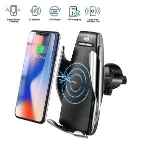 S5 Automatic Clamping Wireless Car Charger For iphone Android Air Vent Phone Holder 360 Degree Rotation Charging Mount Bracket