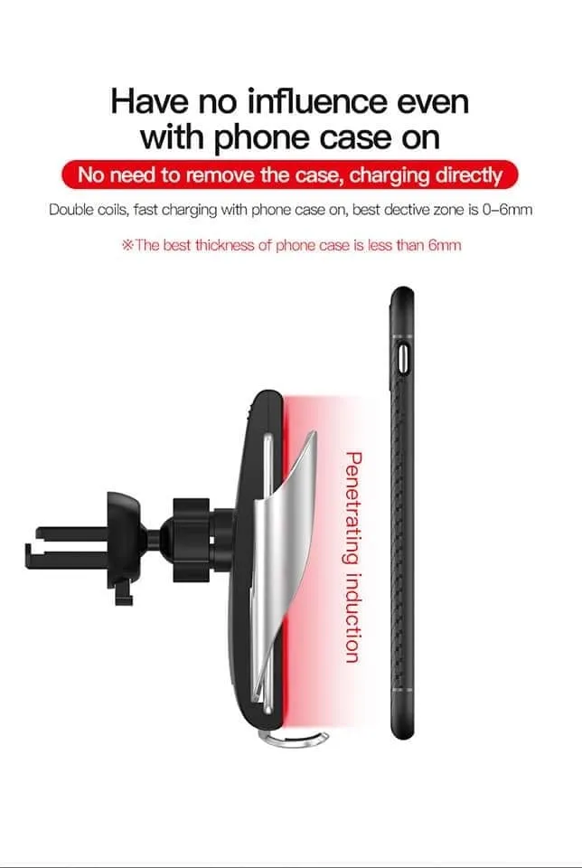 S5 Automatic Clamping Wireless Car Charger For iphone Android Air Vent Phone Holder 360 Degree Rotation Charging Mount Bracket