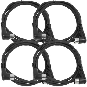 SAMIDI5R - MIDI Right Angle 5 Pin Data Cable - 5 Feet (4 Pack)