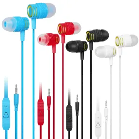 Set Of 4 UrbanX R2 Wired in-Ear Headphones With Mic For Acer Chromebook Tab 10 with Tangle-Free Cord, Noise Isolating Earphones , Deep Bass, In Ear Bud Silicone Tips