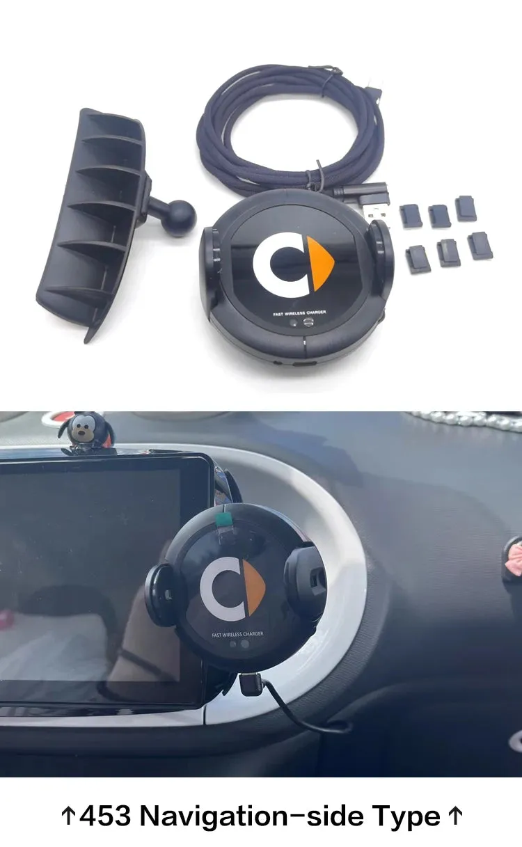 Smart's new 453 451 wireless charger, car phone holder for automatic Wireless charger