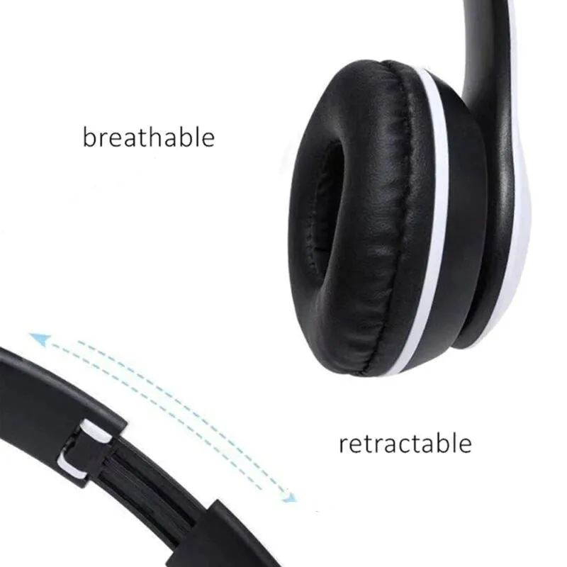 SMAXPro™ Foldable On-Ear Bluetooth Headphones w/ Mic: Super Bass Deep, Lightweight, Over Ear Wireless/Wired Headset