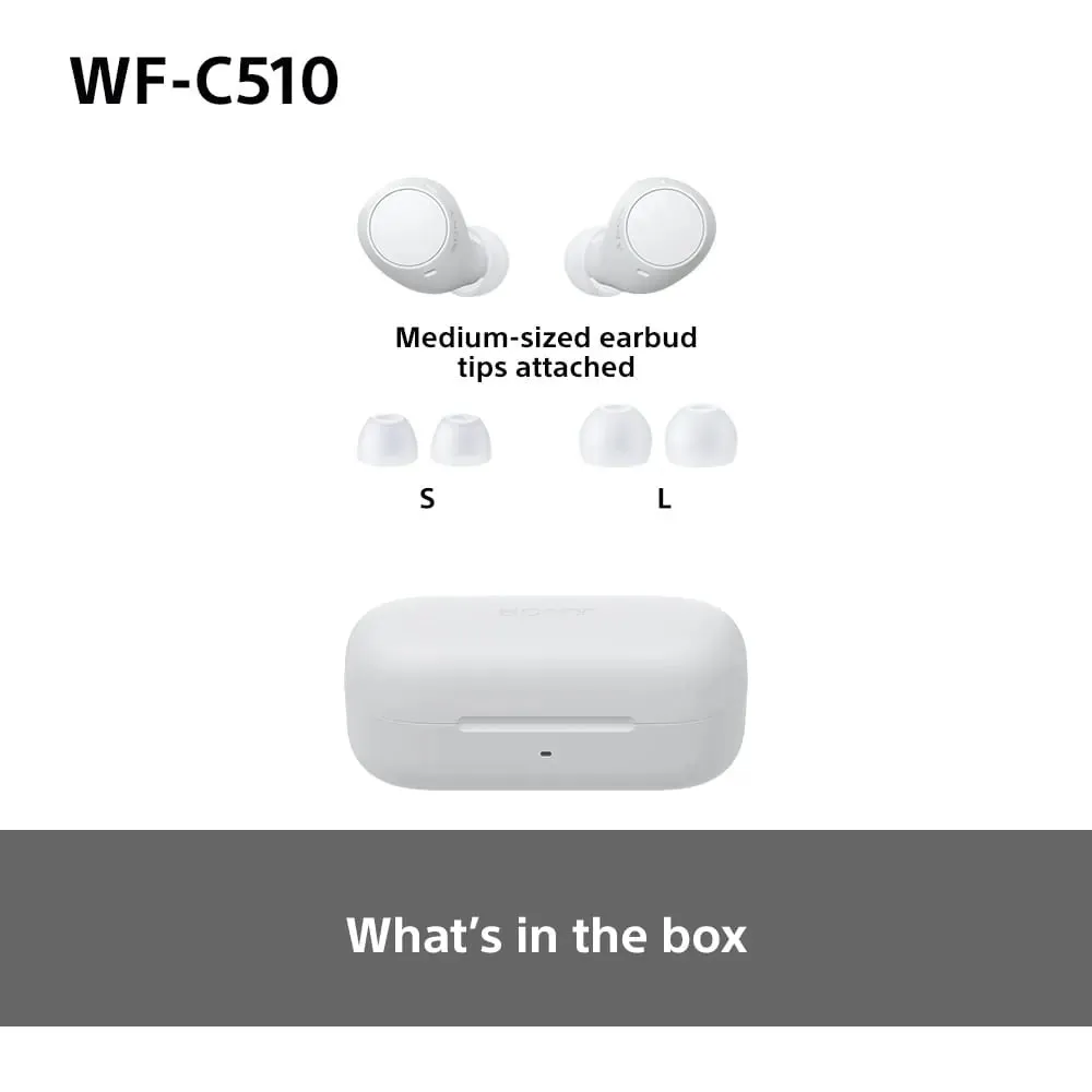 Sony WFC510W True Wireless Bluetooth In-Ear Headphones, White