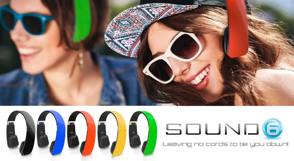 Sound 6 Bluetooth 2-In-1 Stereo Headphones With Built-In Mic For Call Answering And Easy-Touch Digital Controls (Green Color)