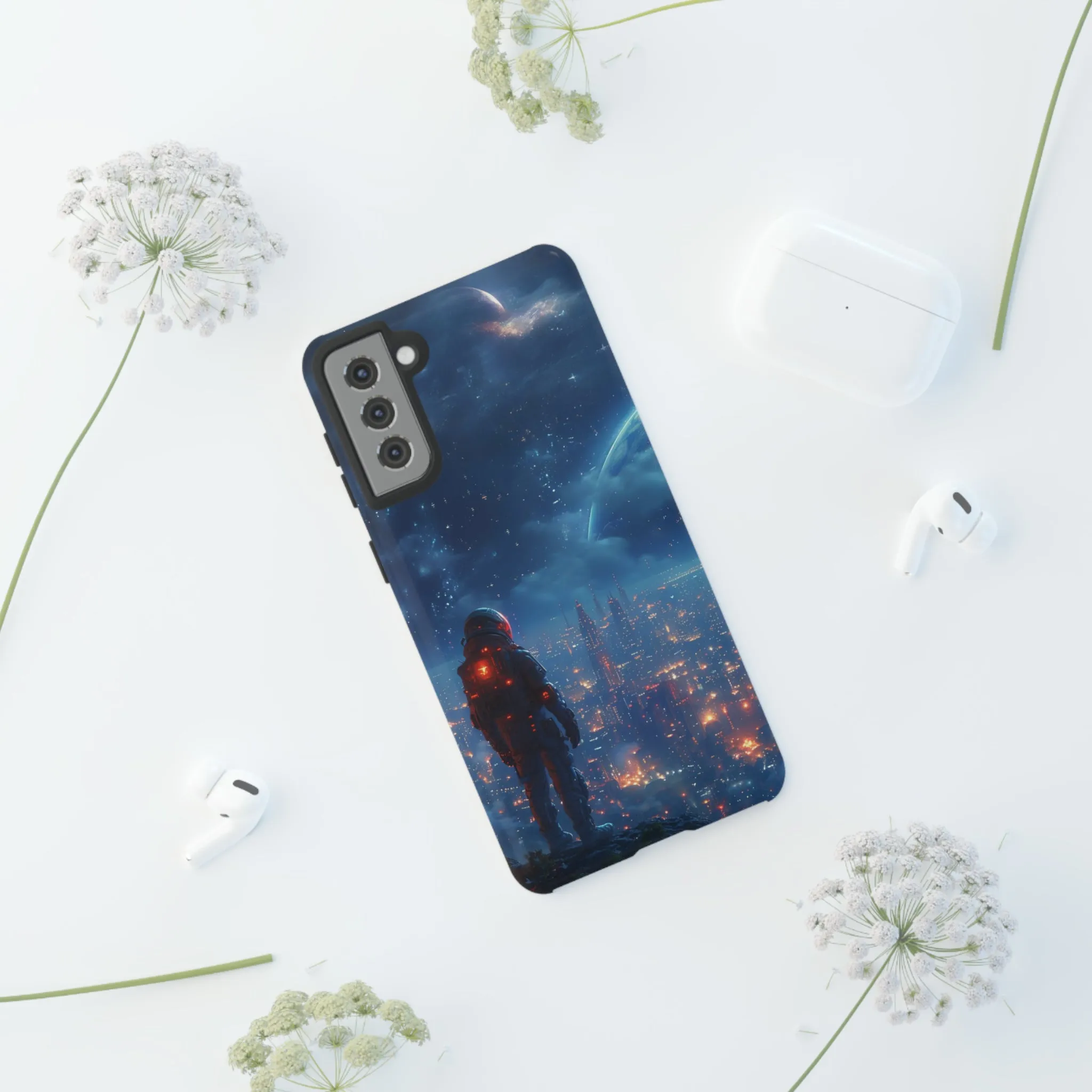 Space Exploration print design Tough Phone Case compatible with a large variety of Samsung models