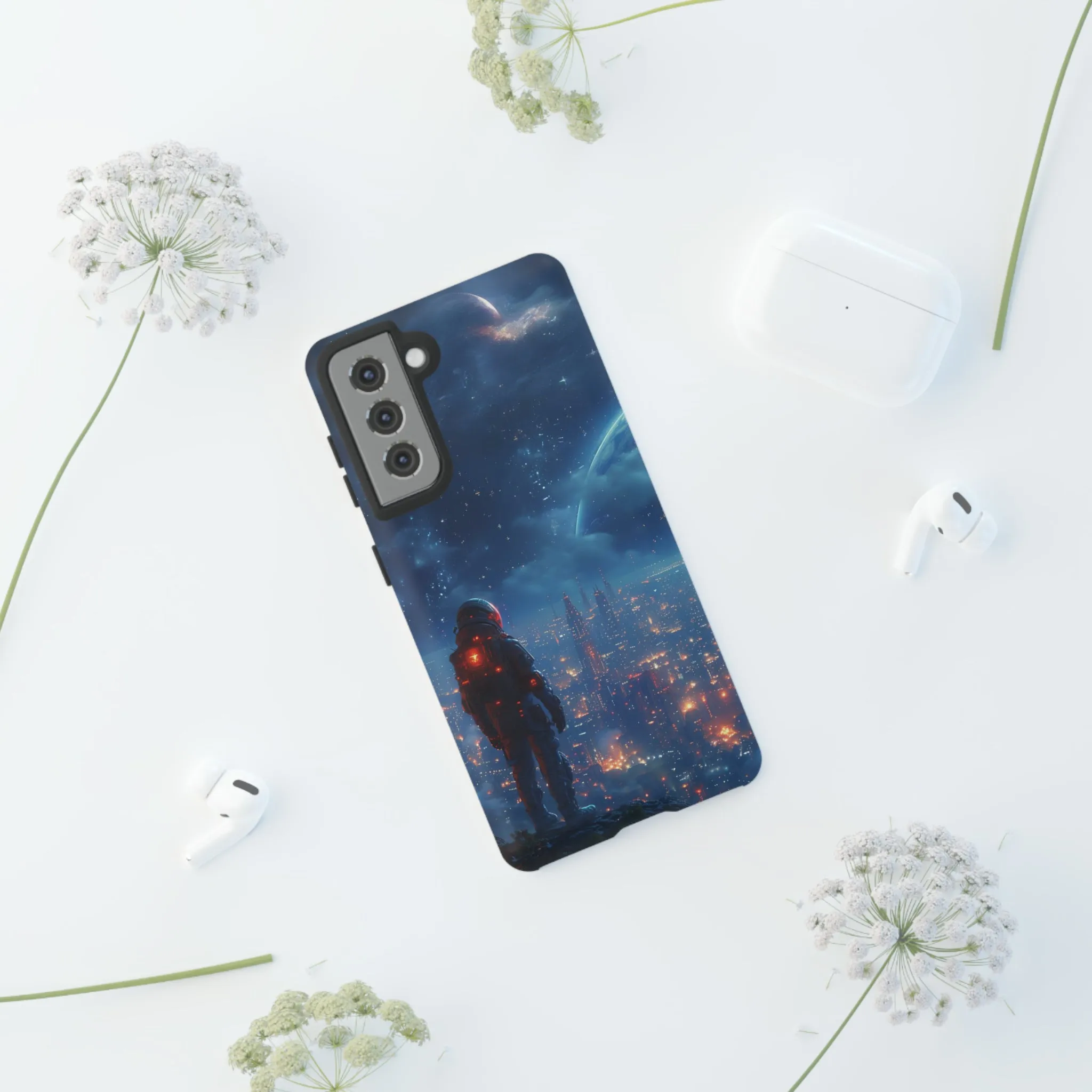 Space Exploration print design Tough Phone Case compatible with a large variety of Samsung models