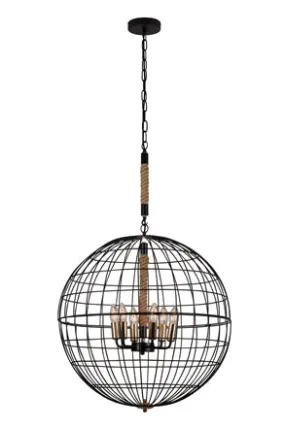 Sparta 6Lt Chandelier 600Mm Black