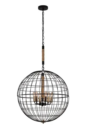 Sparta 6Lt Chandelier 600Mm Black