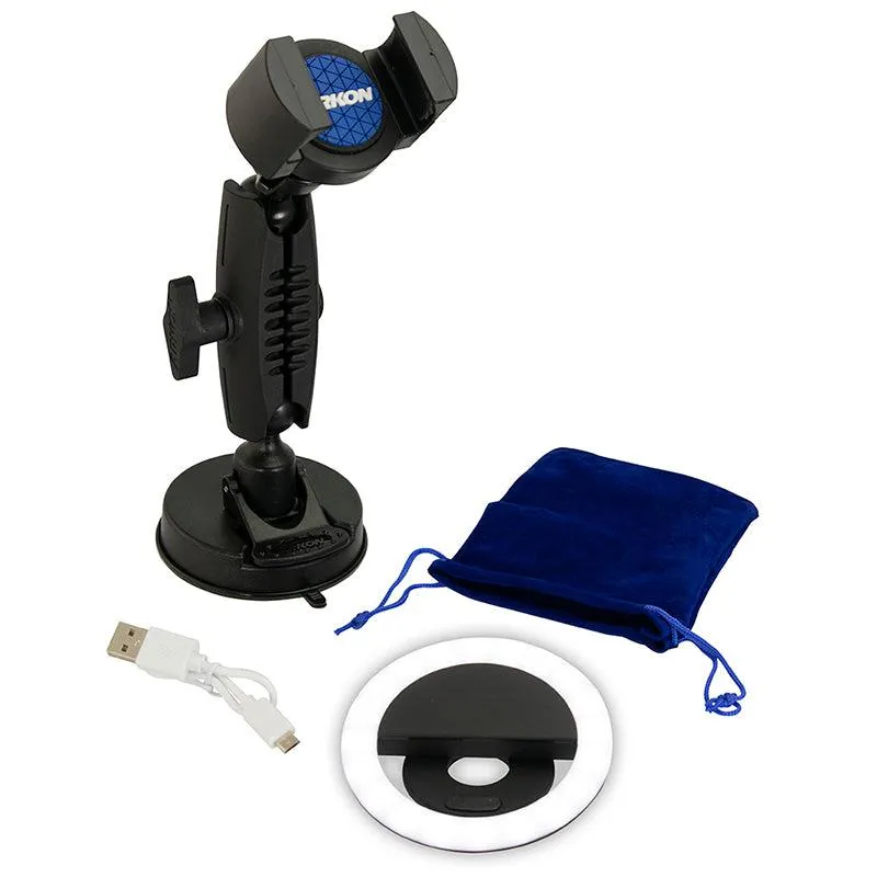 Suction RoadVise® Phone Mount and Ring Light Bundle