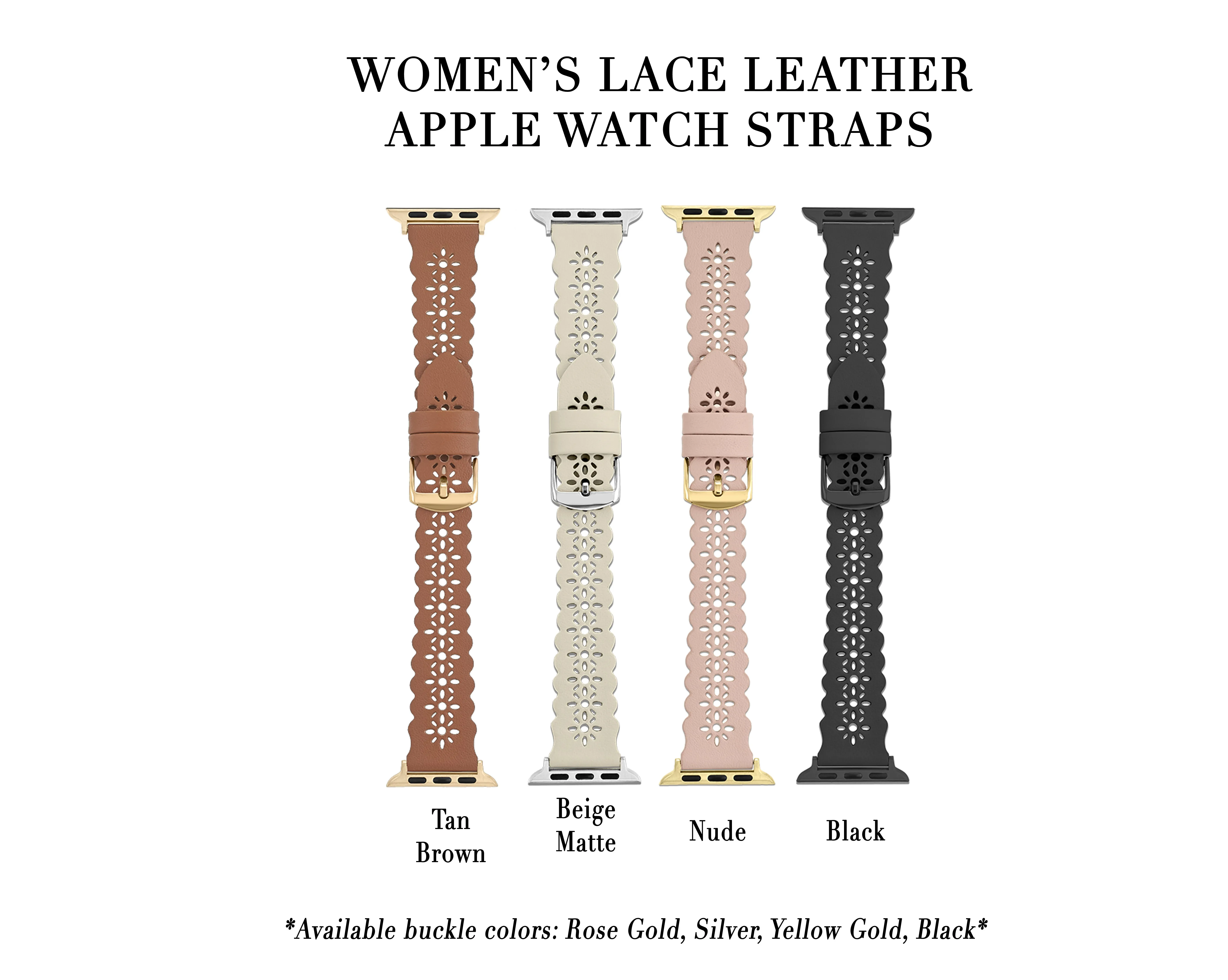 Tan Lace Leather Strap / Black Buckle - 38mm, 40mm