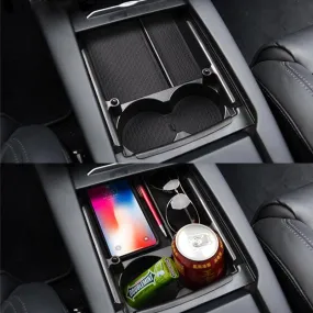 TAPTES Center Console Organizer Storage Box with Cup Holder for Model X