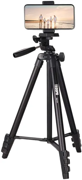 TECCPO Portable Tripod, for Laser Level, Bluetooth, Lightweight Tripod for Phone/Camera, 360° Ball Head, 15.7-53 Inch Adjustable, Universal Clip, Carry Bag, for Travel, Home, Construction - PMLT01H